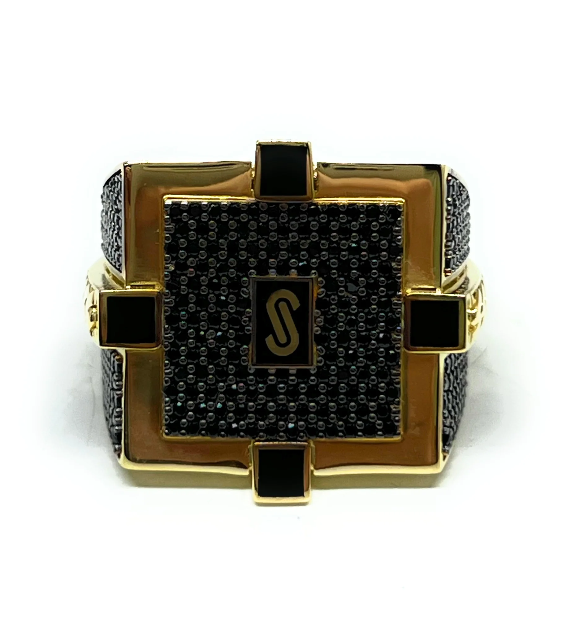 10k Solid Gold MONACO NERO CZ MENS SQUARE RING (NERO 7) - Image 8