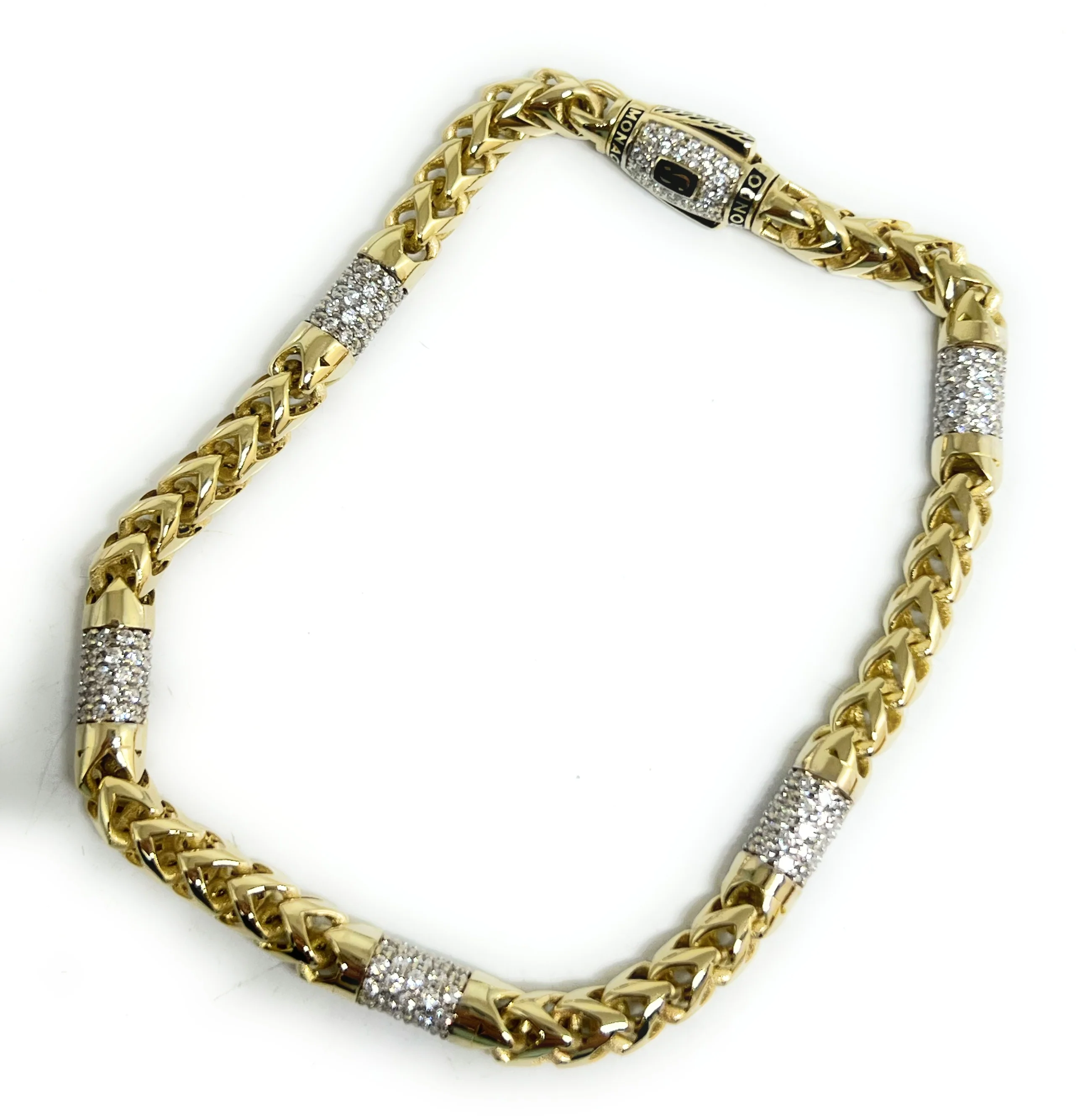 10k Solid Gold Monaco "RONDO" FRANCO ALTERNATE CZ LINK Brracelet 7-8 inch 5mm CZ LOCK (Semi-Hollow) - Image 6