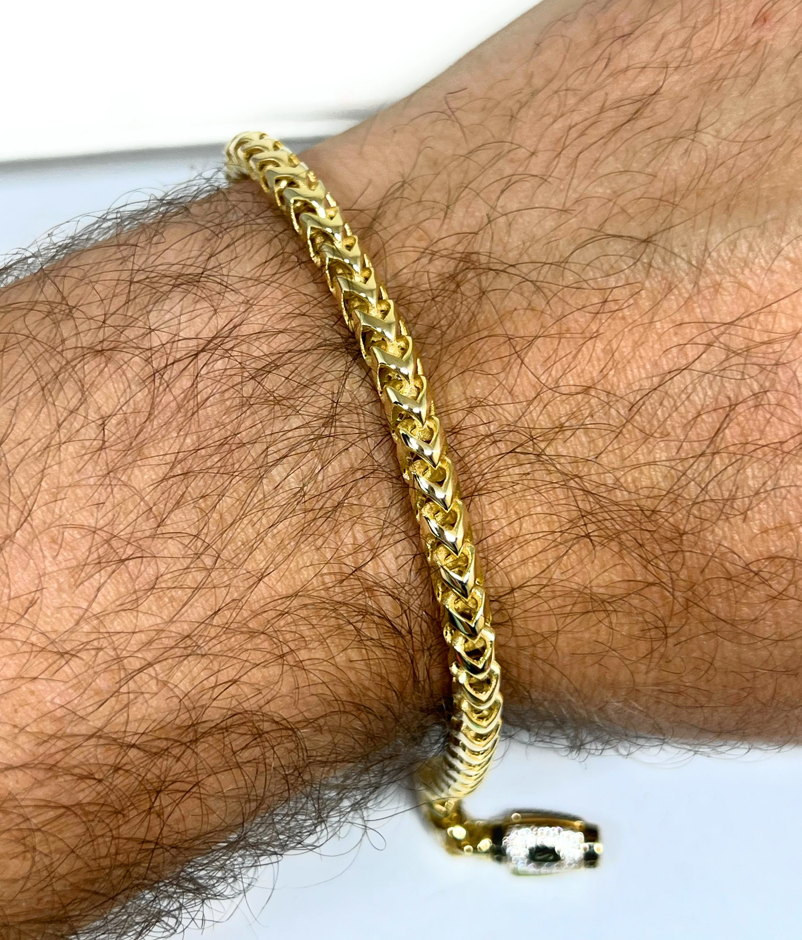 10k Solid Gold Monaco "RONDO" FRANCO LINK Brracelet 7-8 inch 5mm CZ LOCK (Semi-Hollow) - Image 2