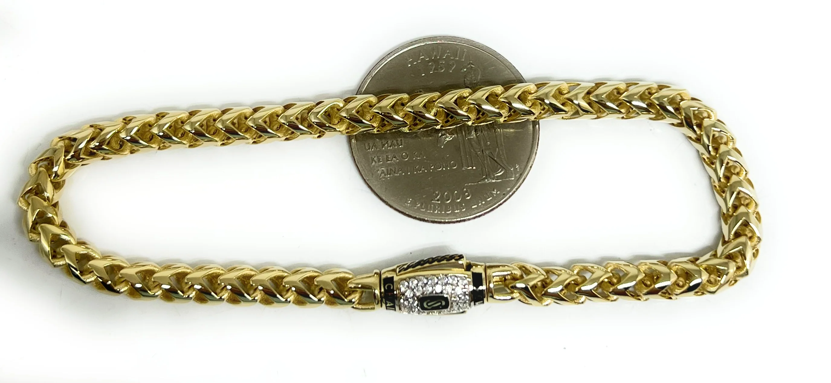 10k Solid Gold Monaco "RONDO" FRANCO LINK Brracelet 7-8 inch 5mm CZ LOCK (Semi-Hollow) - Image 3