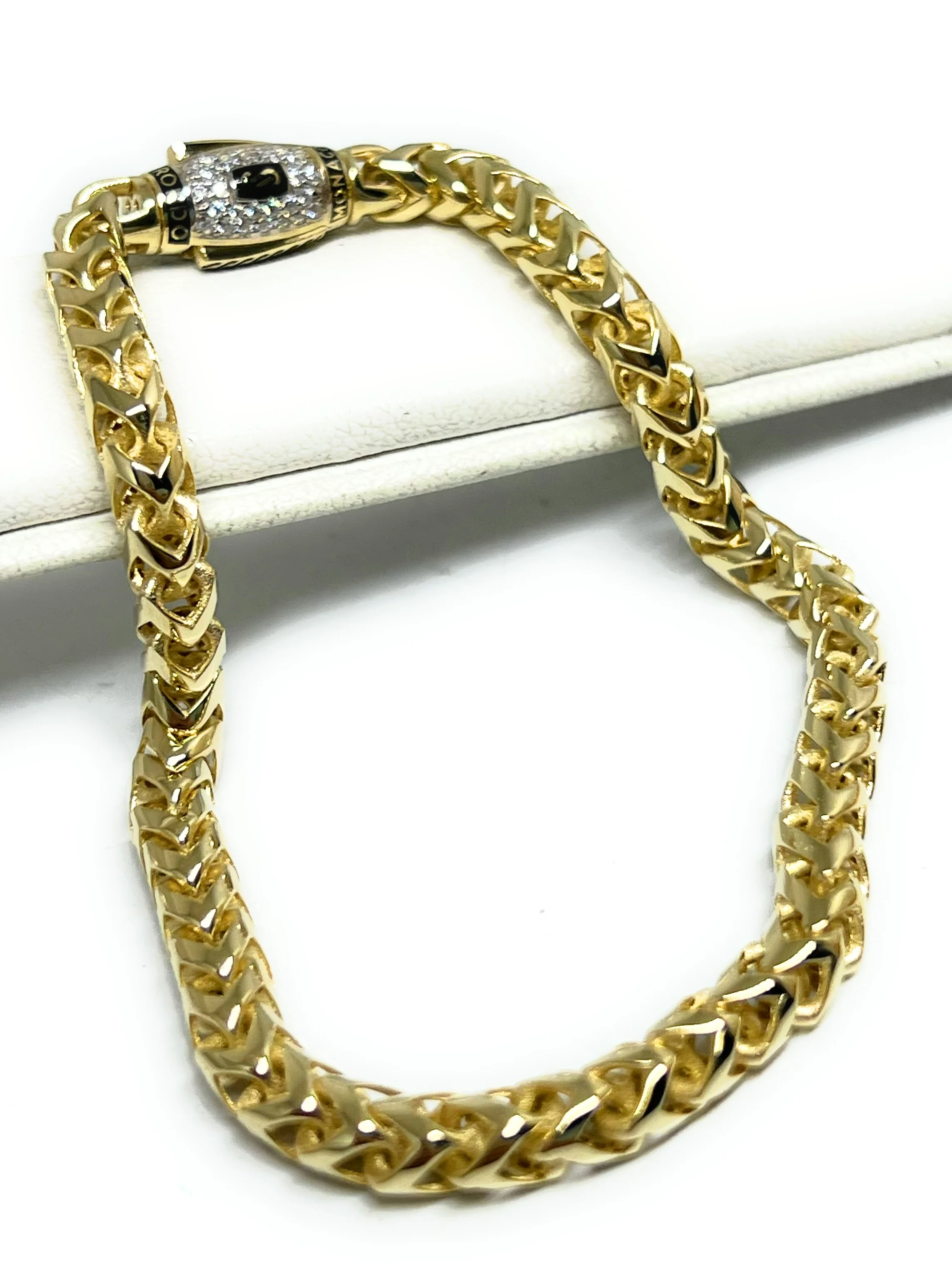 10k Solid Gold Monaco "RONDO" FRANCO LINK Brracelet 7-8 inch 5mm CZ LOCK (Semi-Hollow) - Image 4