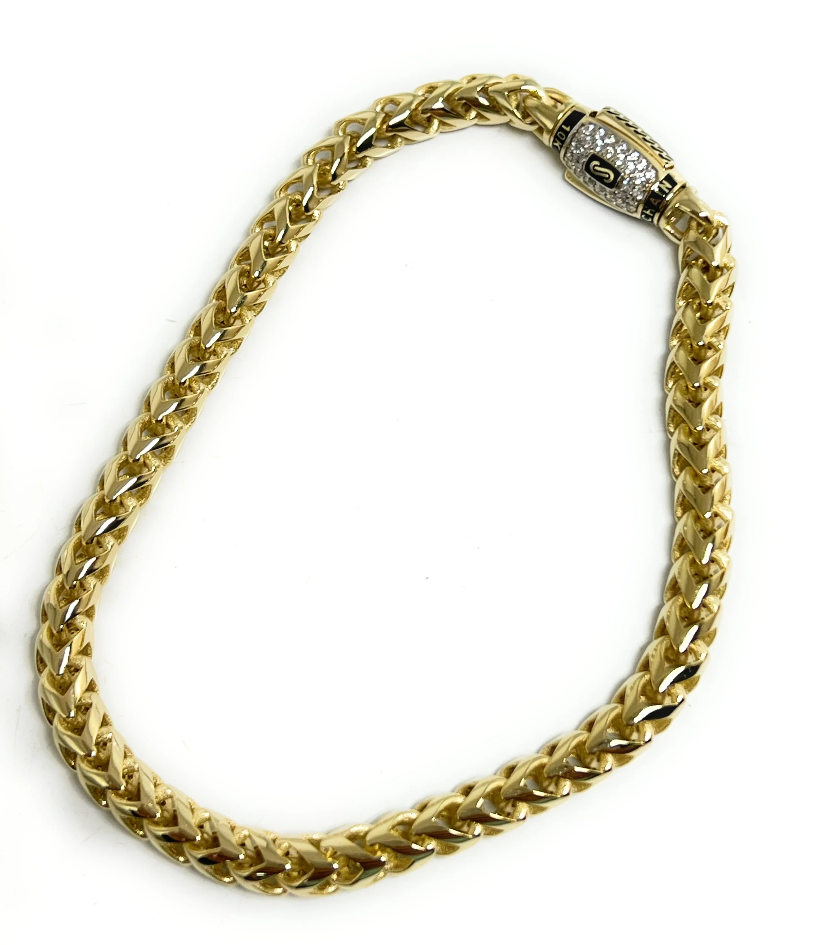10k Solid Gold Monaco "RONDO" FRANCO LINK Brracelet 7-8 inch 5mm CZ LOCK (Semi-Hollow) - Image 6