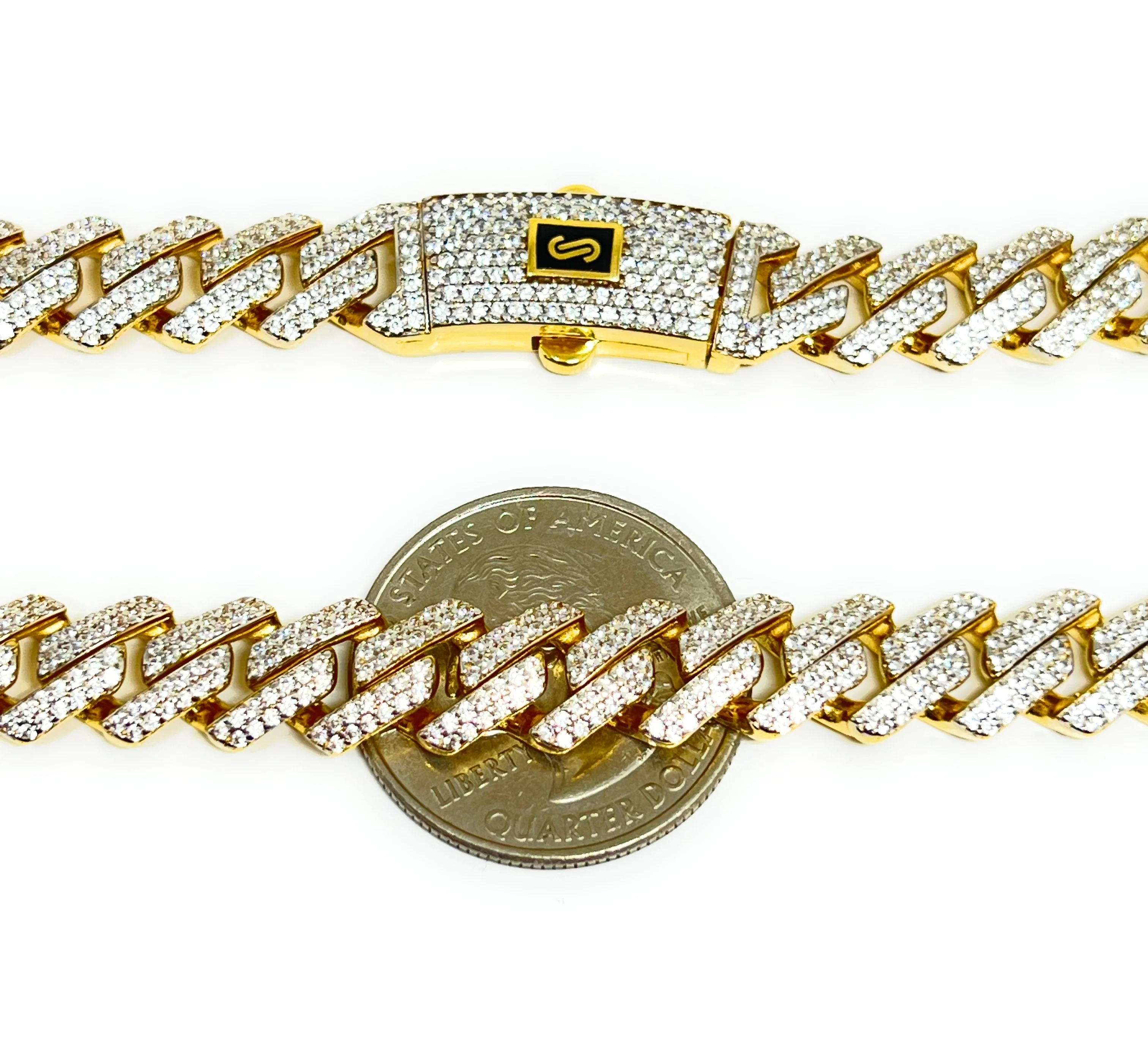 10k Solid Gold Monaco SWAROVSKI CZ EDGE Miami Cuban Link Chain 20-26 inches 9.5mm (Semi-Hollow) 42-54g - Image 2