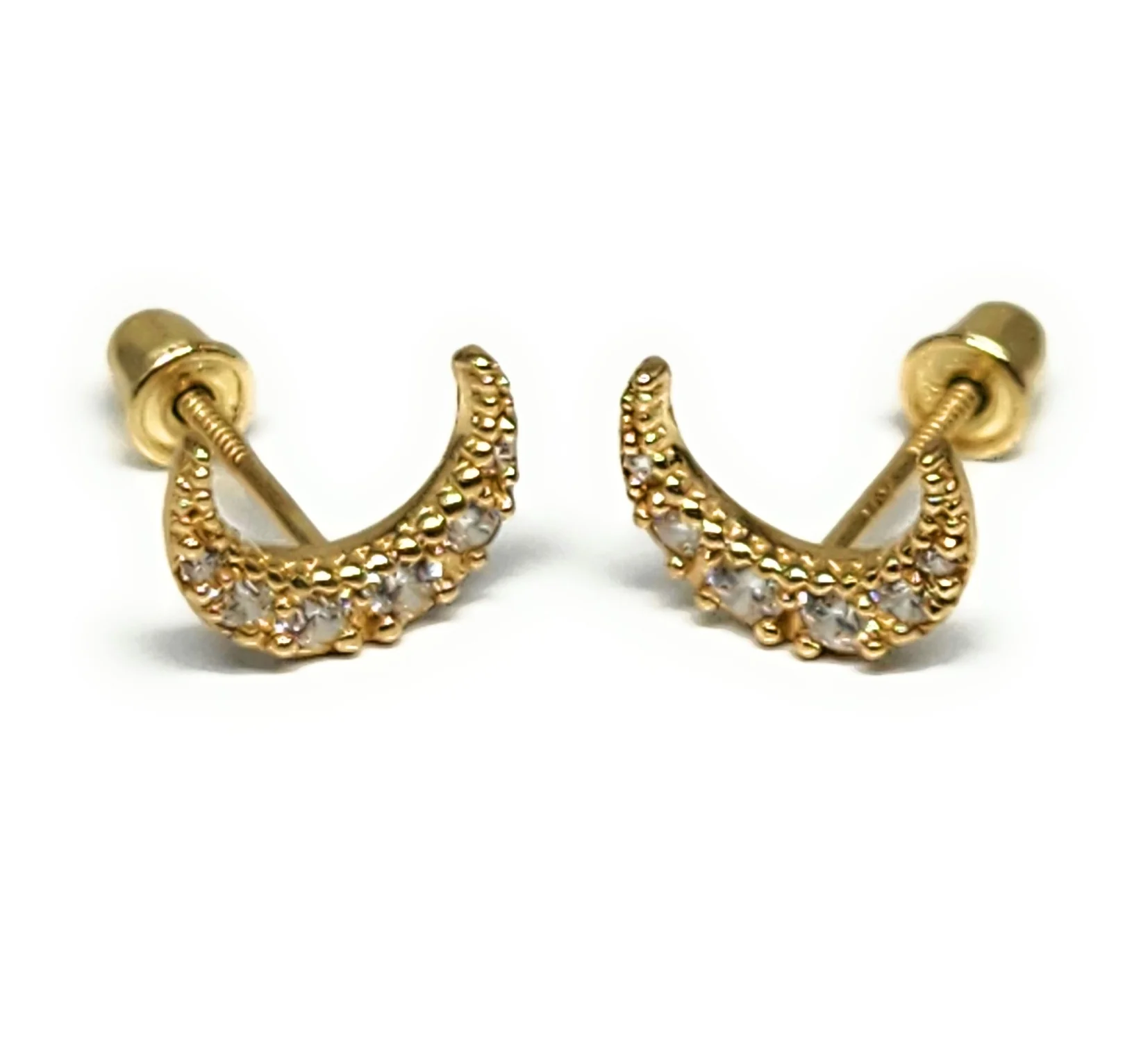 10k Solid Gold MOONS ZIRCONIA MINI DAINTY Stud Earrings (FCE 23) - Image 4