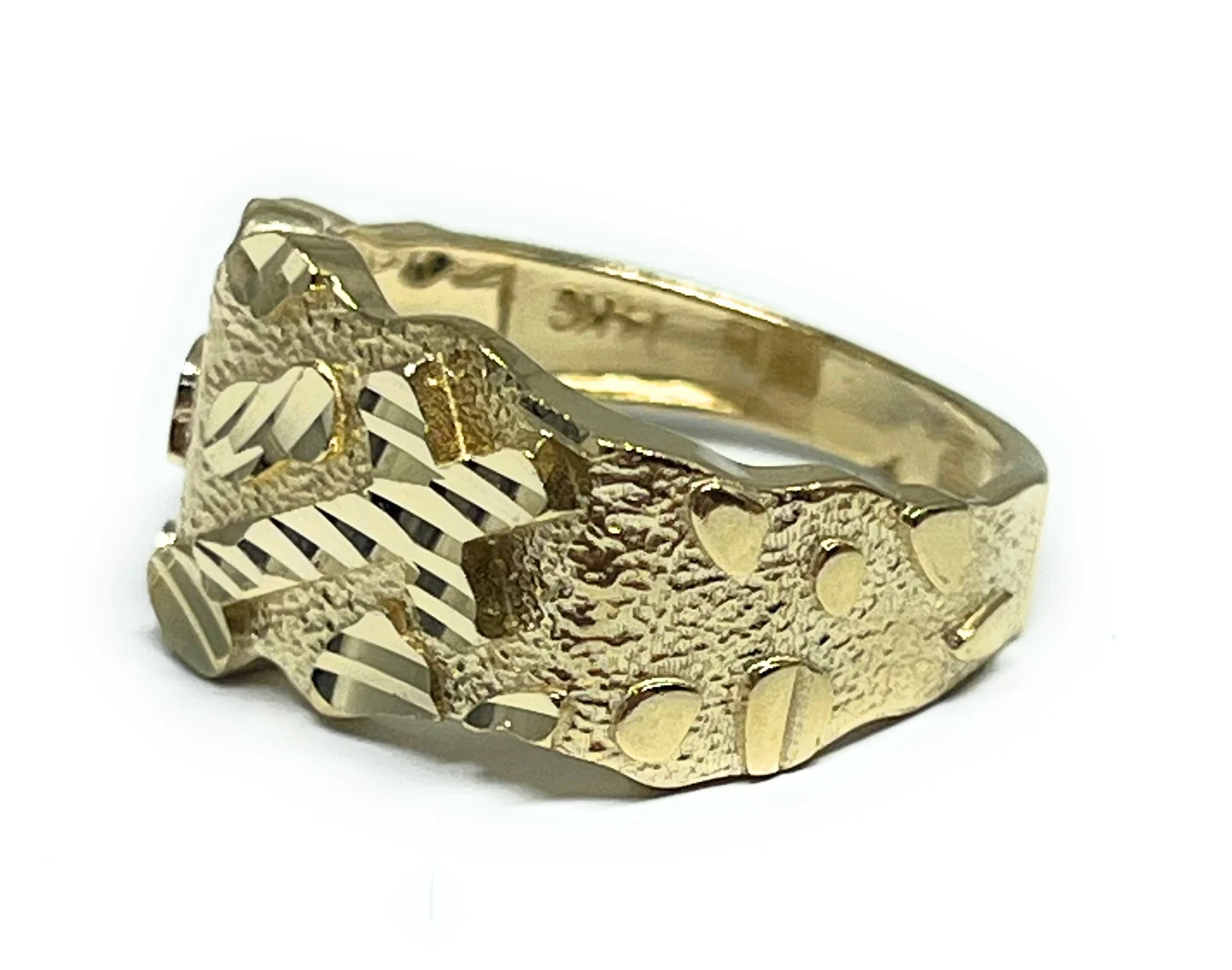 14k Solid Gold NUGGET CROSS RING (6.4g) - Image 2