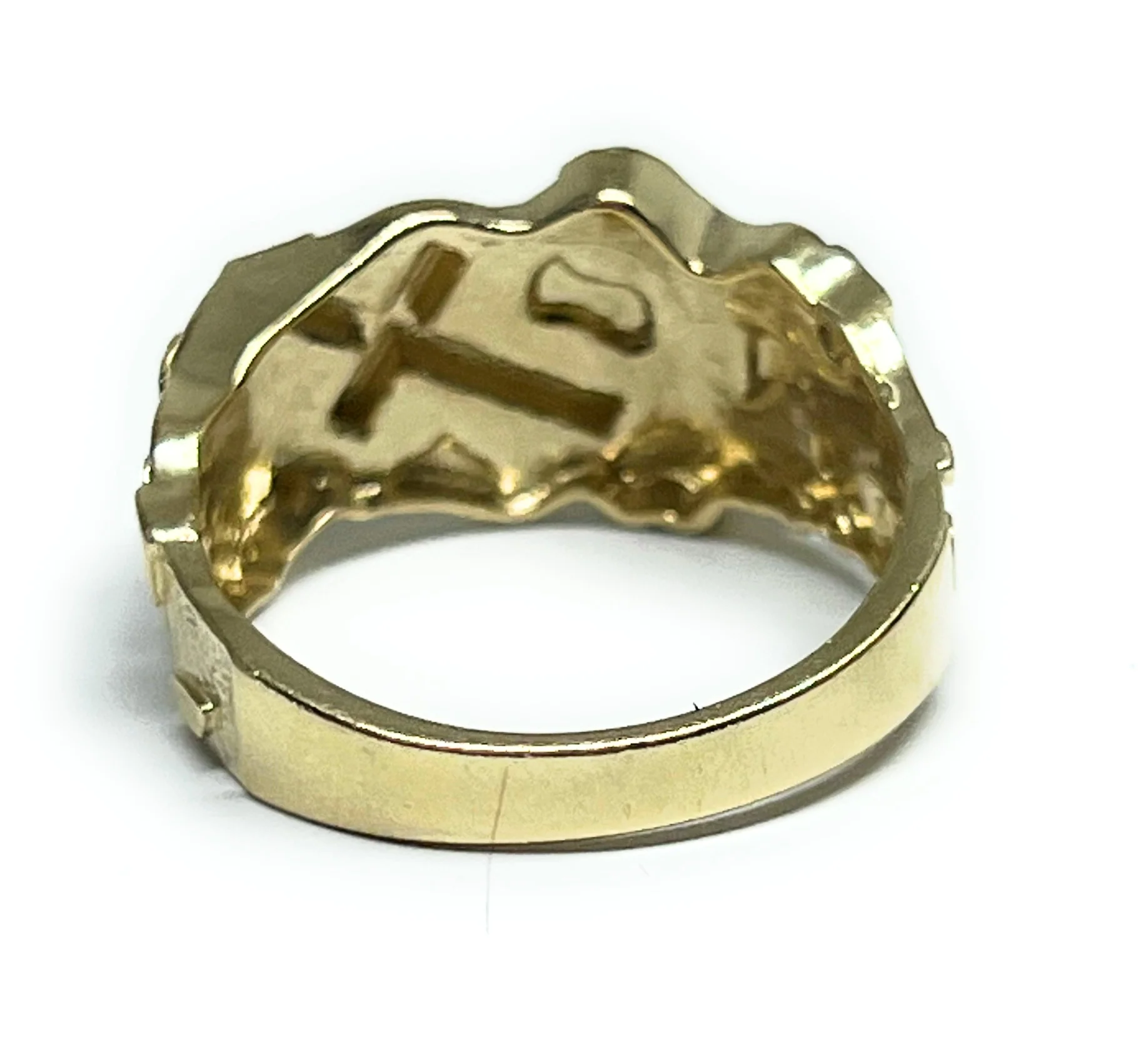 14k Solid Gold NUGGET CROSS RING (6.4g) - Image 3
