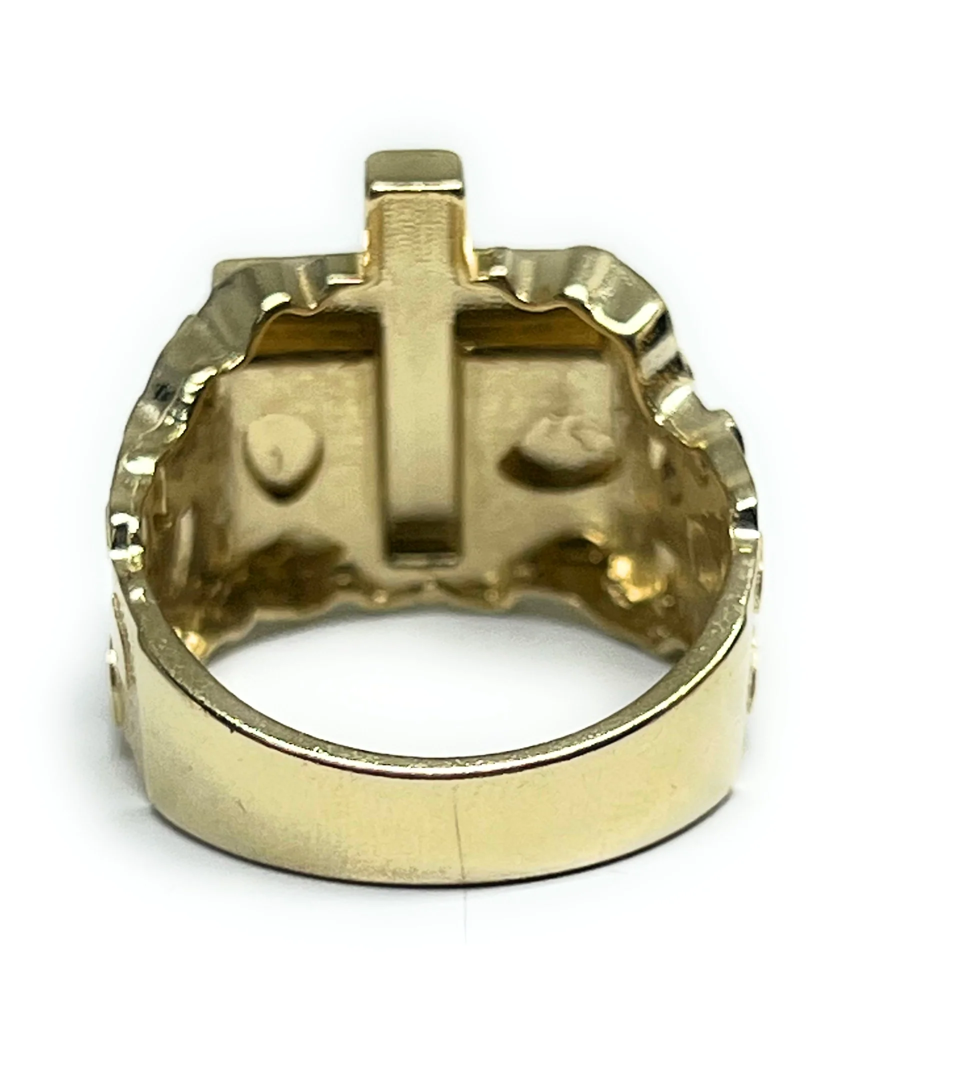14k Solid Gold NUGGET CROSS RING (9.6g) - Image 3