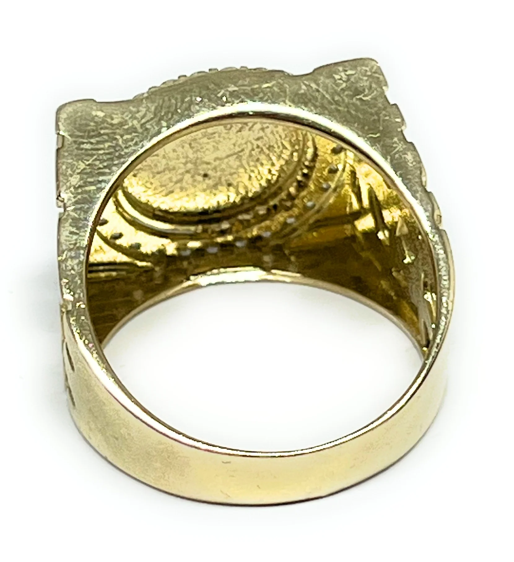 14k Solid Gold NUGGET Saan Judas CZ Ring (12g) - Image 3