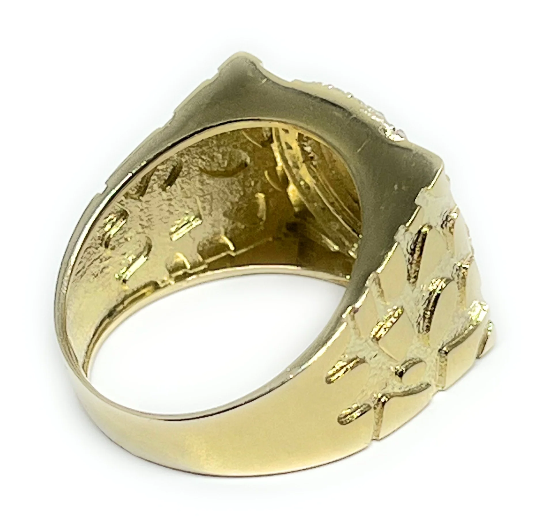 14k Solid Gold NUGGET Saan Judas CZ Ring (12g) - Image 4