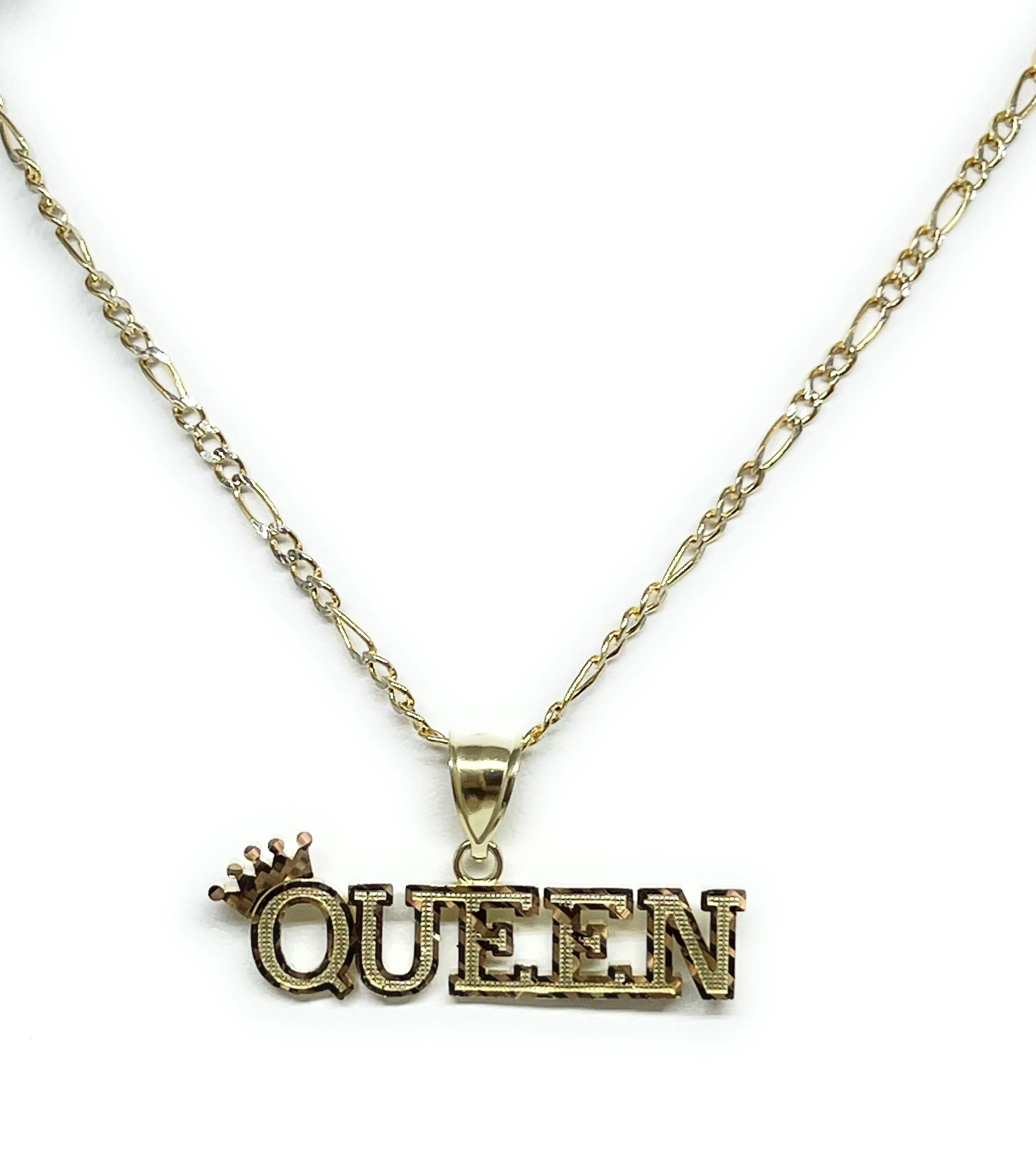 10k Solid Gold "QUEEN" Nameplate Pendant Necklace - Image 4