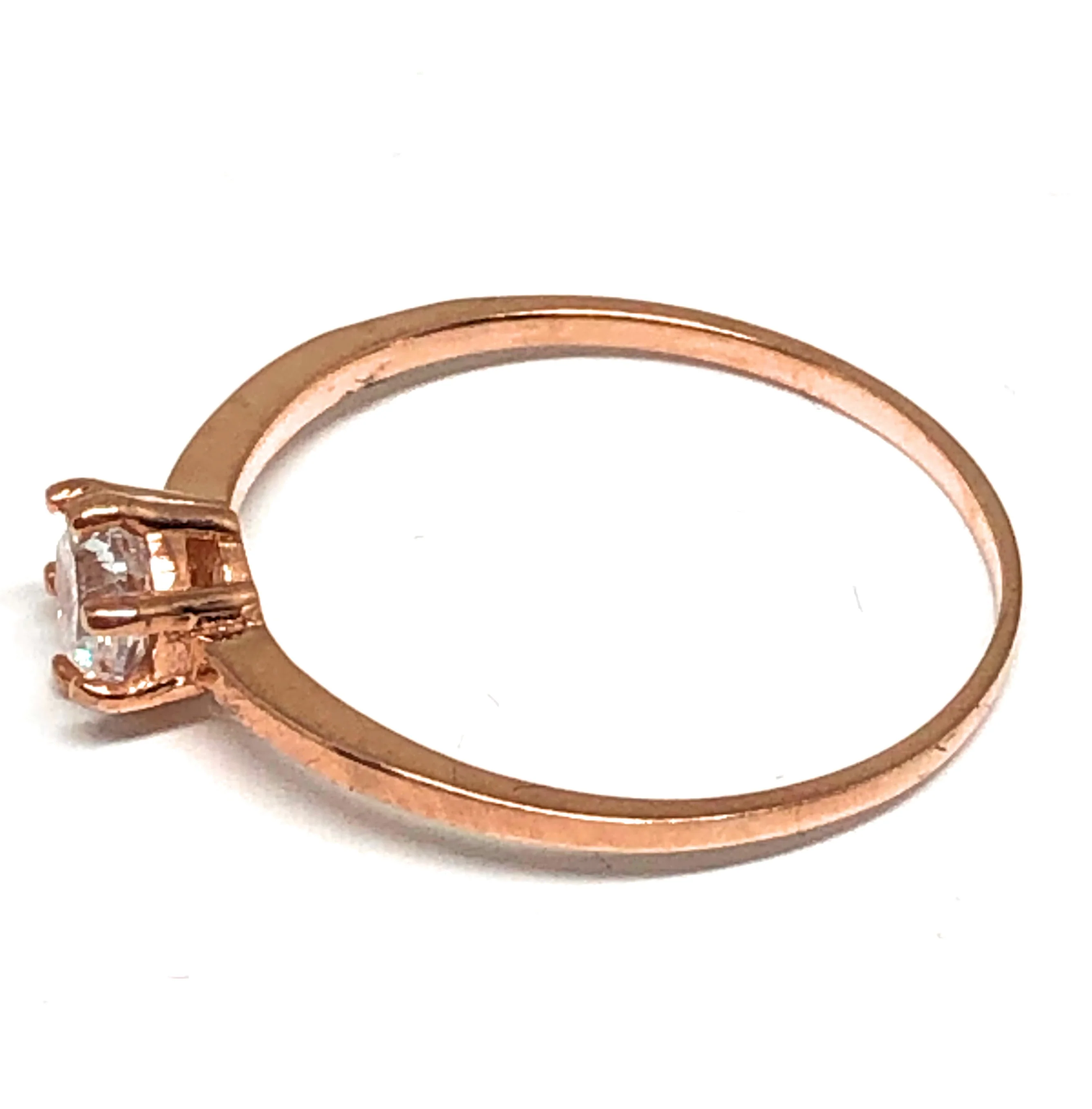 10k Solid Gold Rose Gold CZ Ring - Image 2