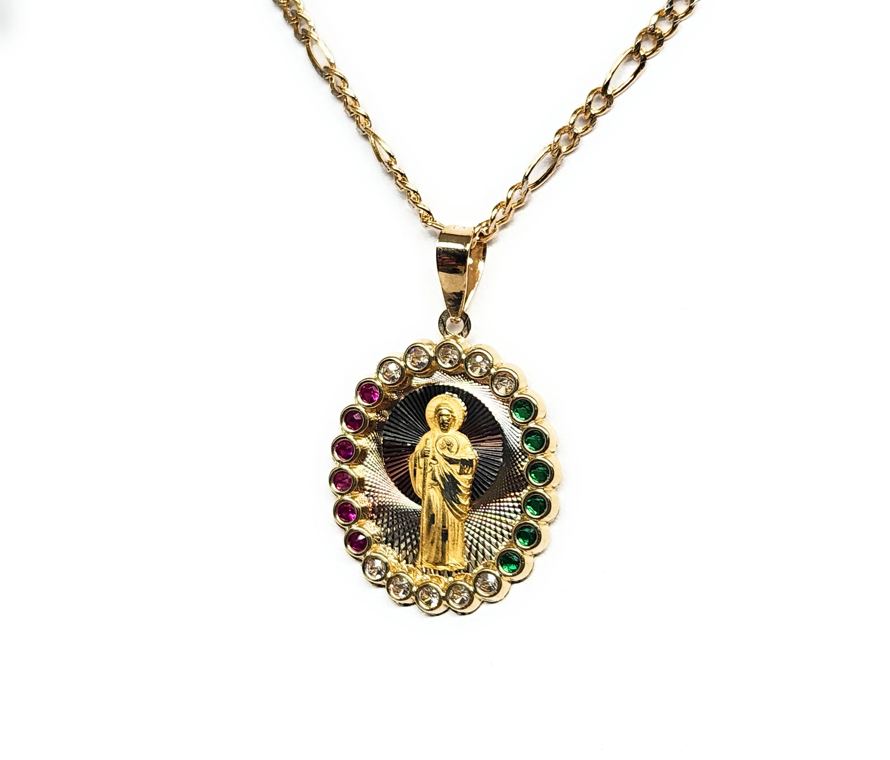 10k Solid Gold SAAN JUDAS SAAINT JUDE CZ Pendant Necklace (MADE IN MX) - Image 3