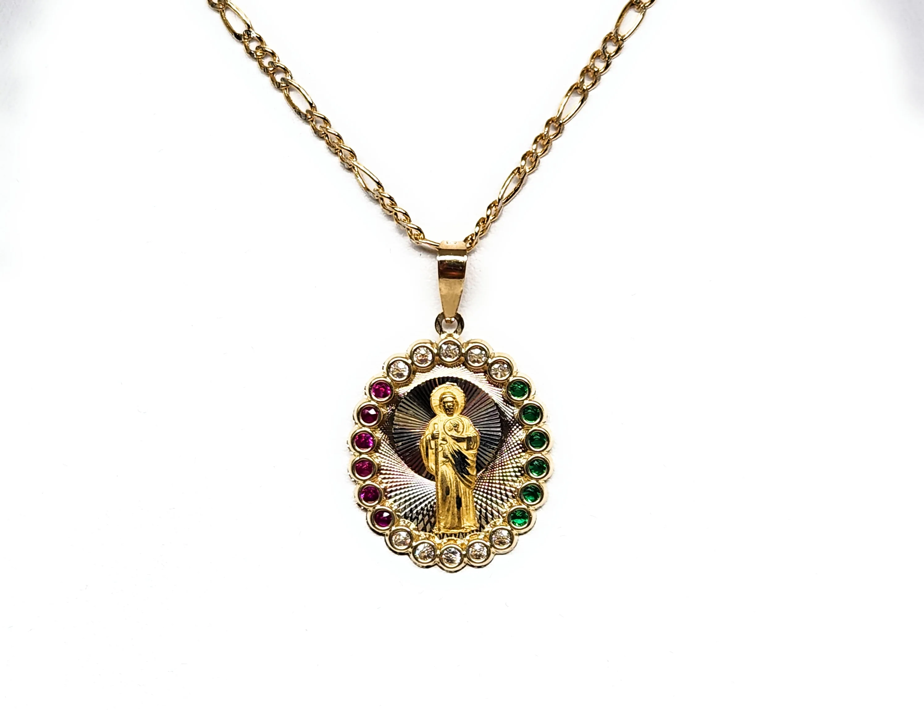 10k Solid Gold SAAN JUDAS SAAINT JUDE CZ Pendant Necklace (MADE IN MX) - Image 4