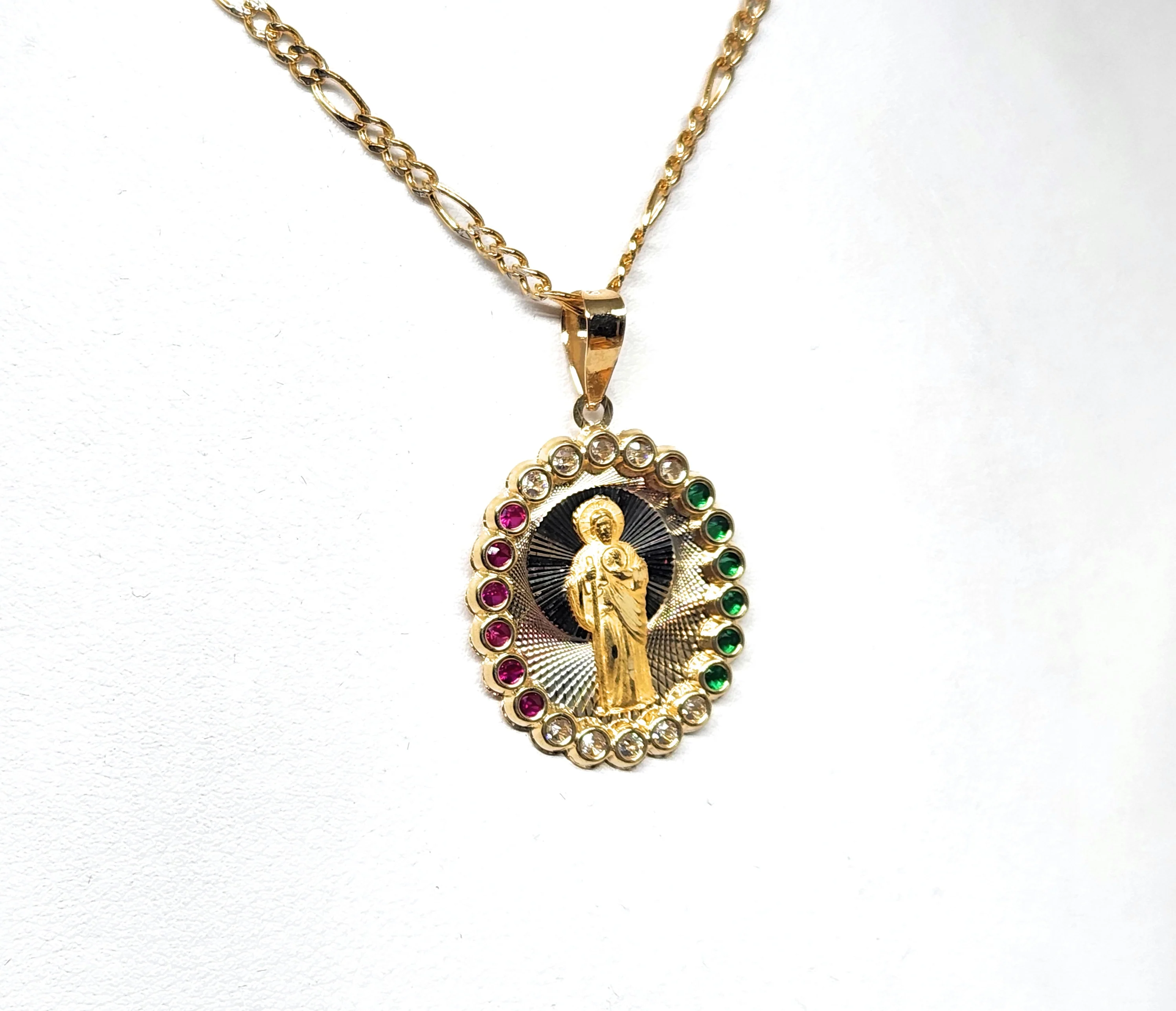 10k Solid Gold SAAN JUDAS SAAINT JUDE CZ Pendant Necklace (MADE IN MX) - Image 5