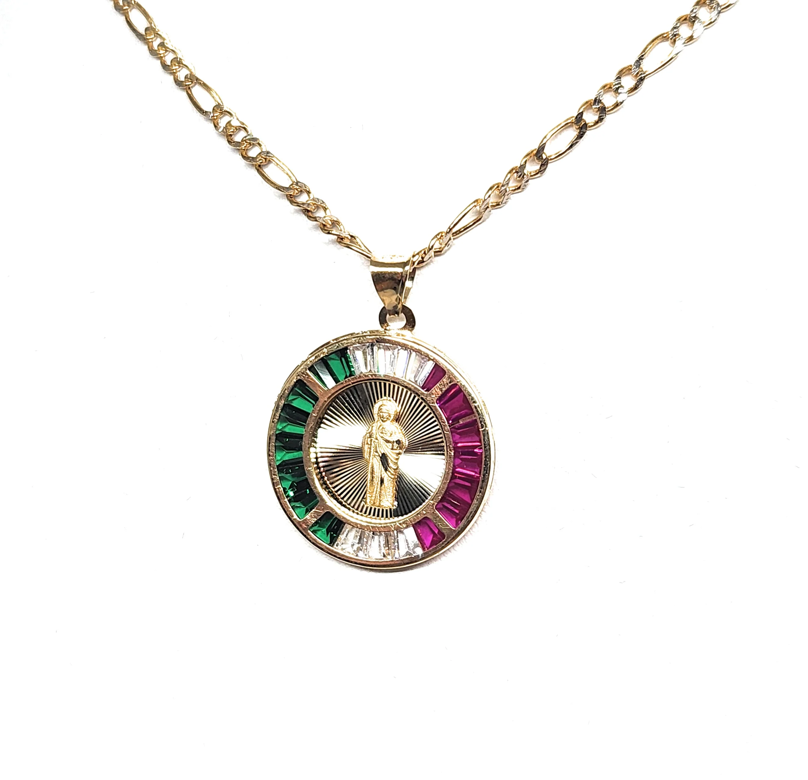 10k Solid Gold SAAN JUDAS SAAINT JUDE CZ Pendant Necklace (MADE IN MX) - Image 3