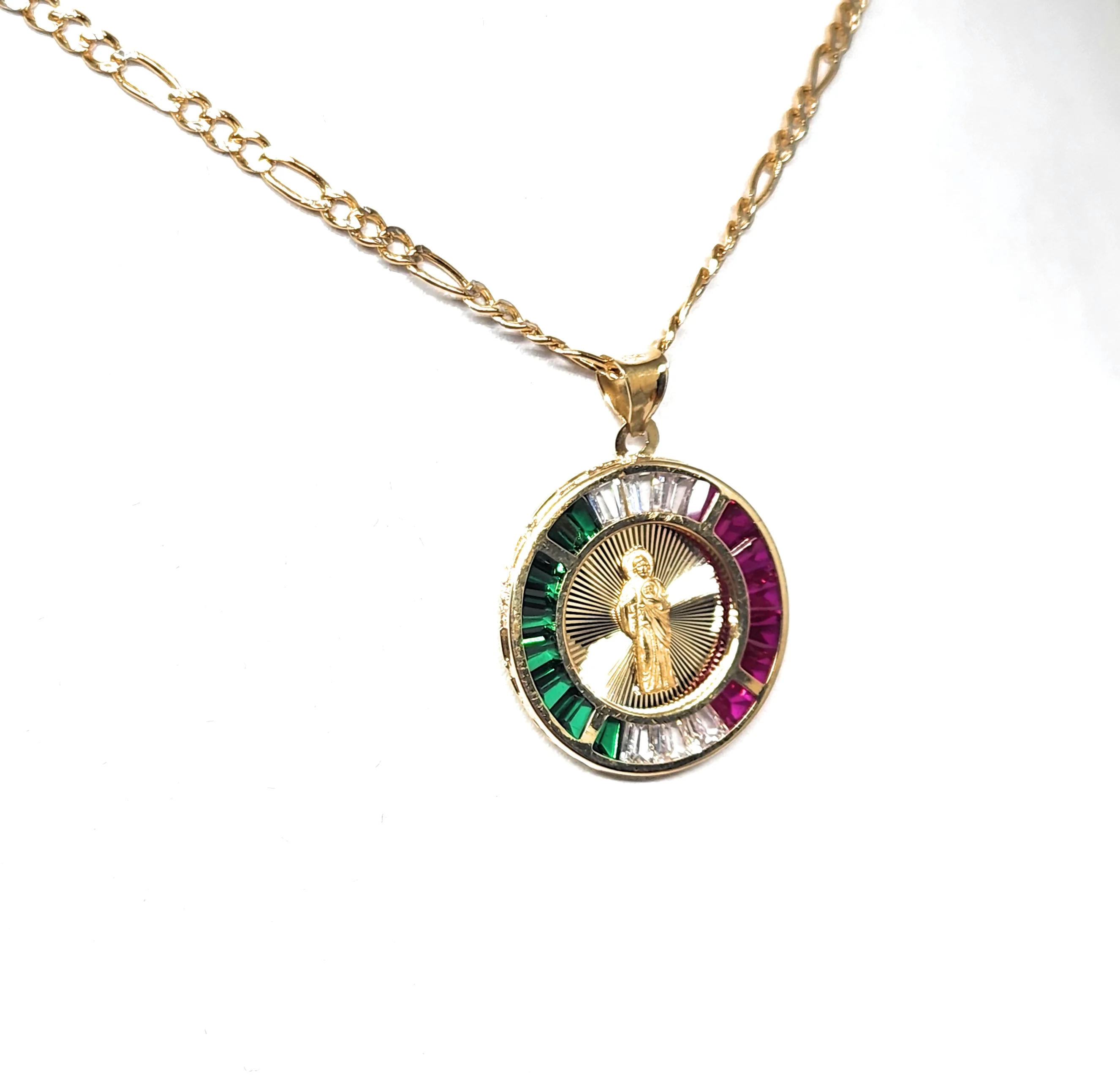 10k Solid Gold SAAN JUDAS SAAINT JUDE CZ Pendant Necklace (MADE IN MX) - Image 4