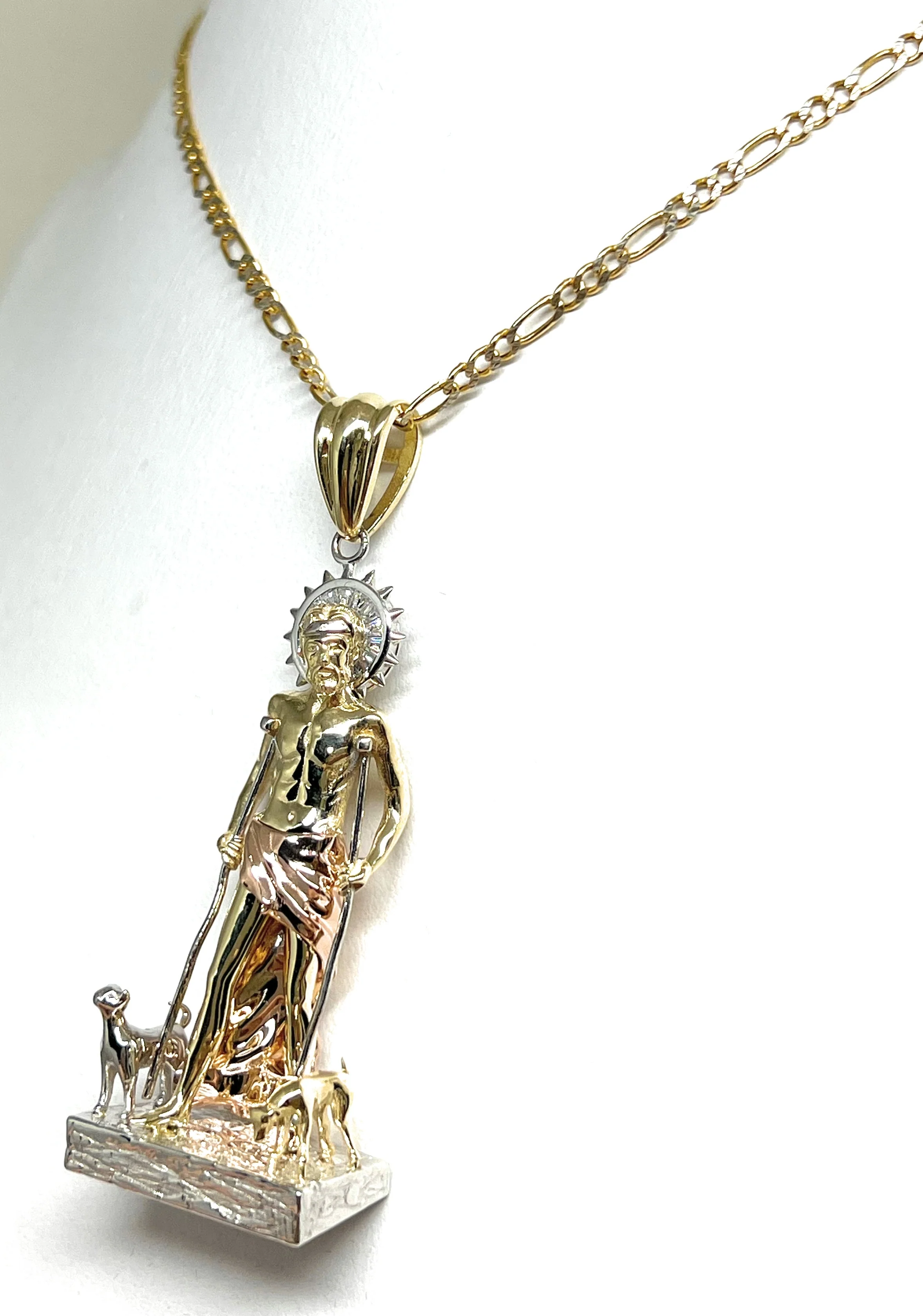 10k Solid Gold SAINT LAZARUS SAN LAZARO 3D Pendant FULL 3D Statue (FC) - Image 9