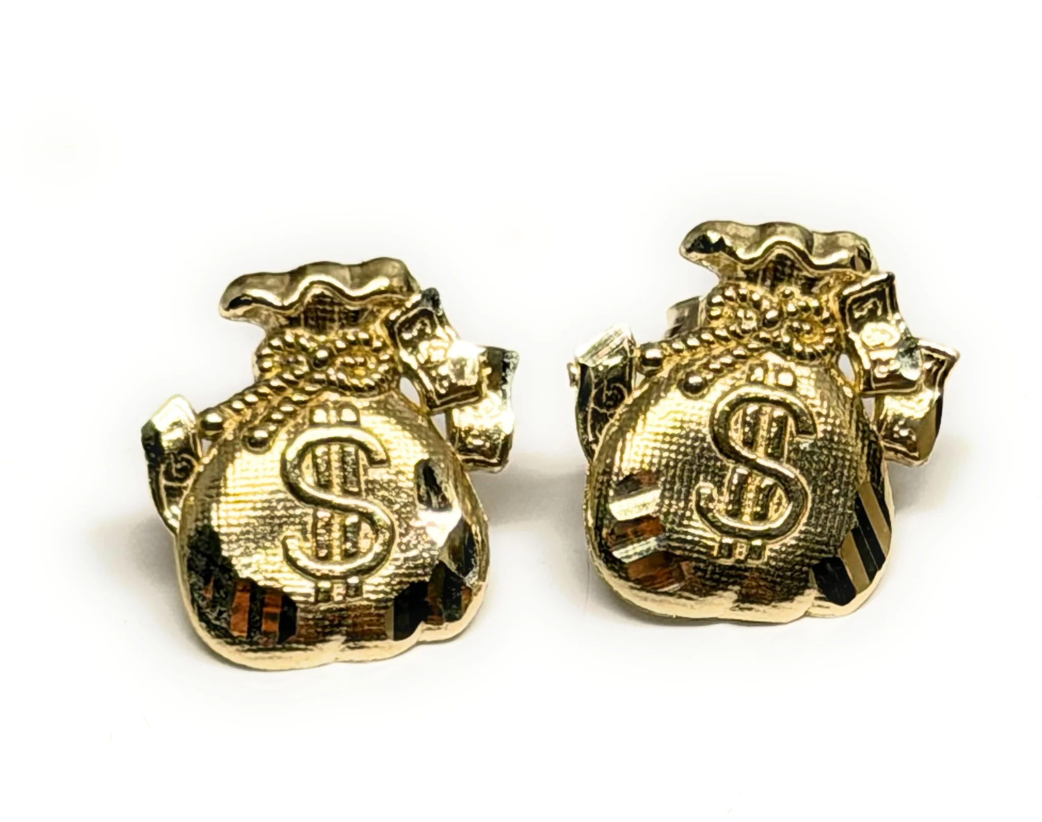 10k Solid Gold Small Money bag Earrings