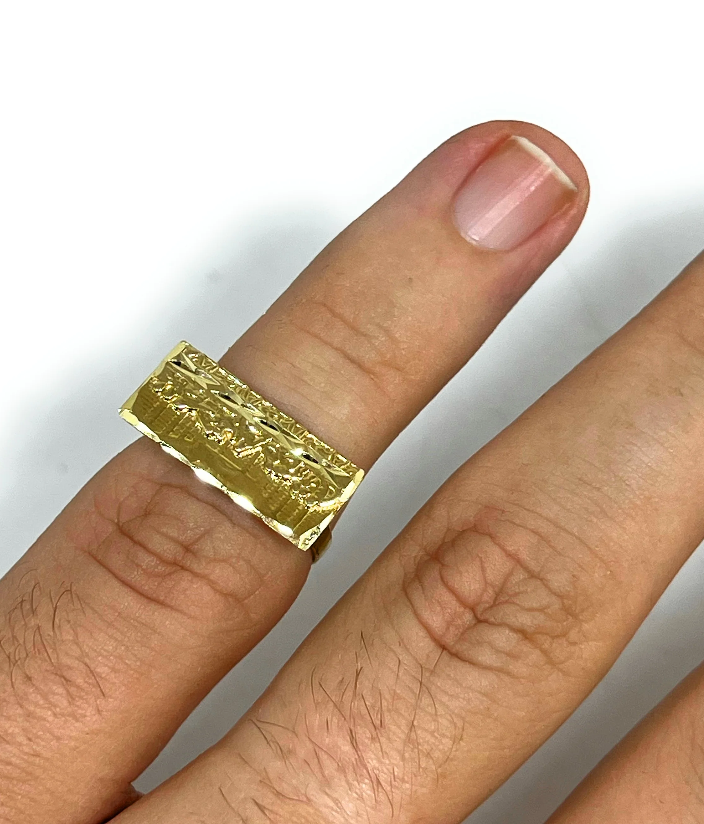 10k Solid Gold SMALL Square Last Supper Ring - Image 2