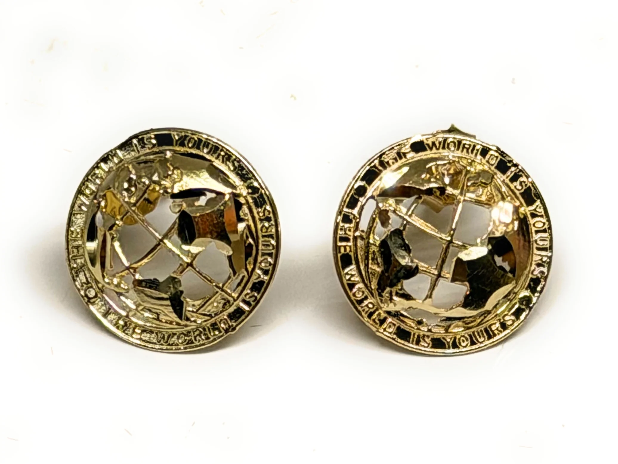 10k Solid Gold Small "The World Is Yours" Earrings
