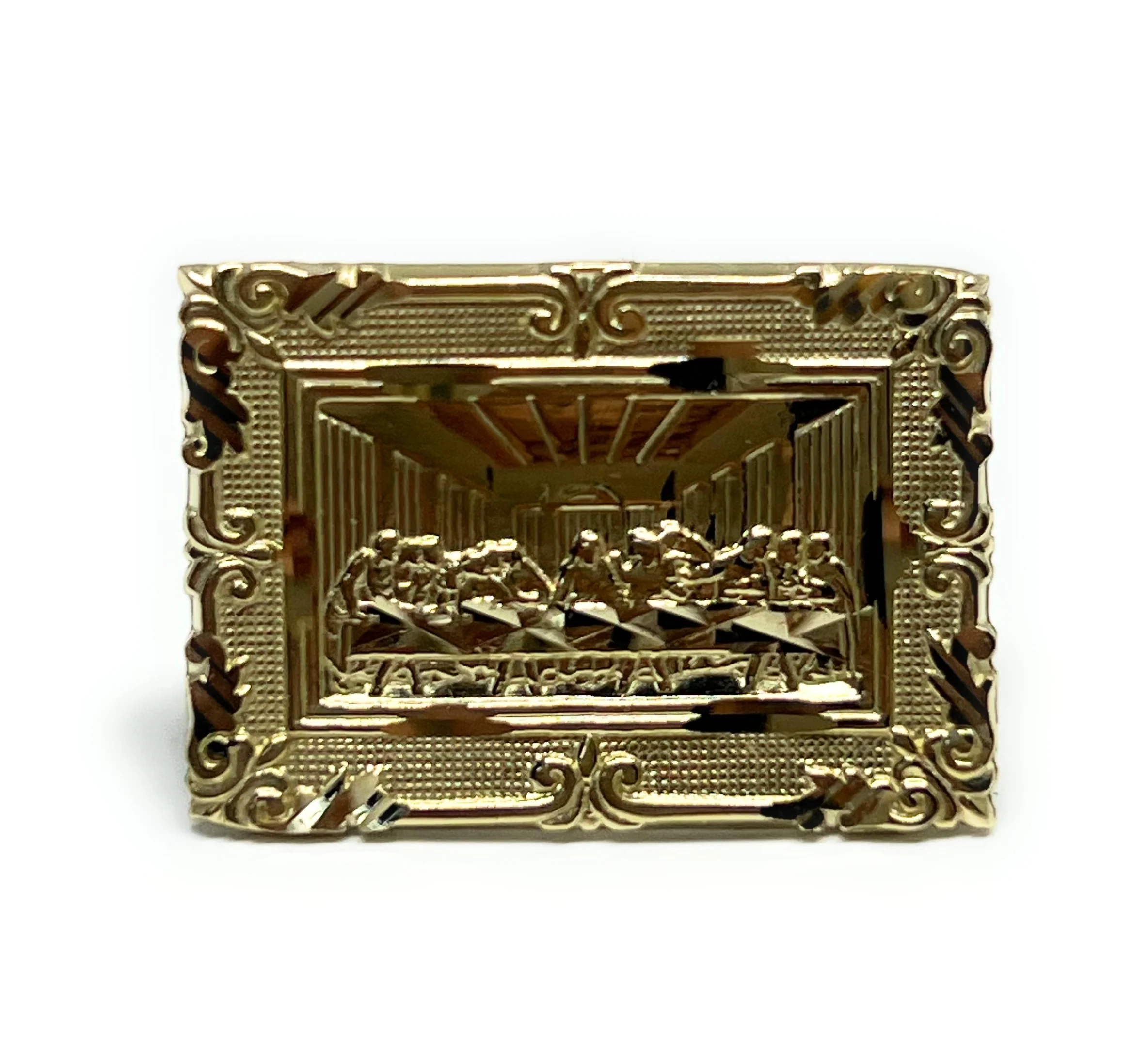 10k Solid Gold SQUARE PORTRAIT Last Supper Ring