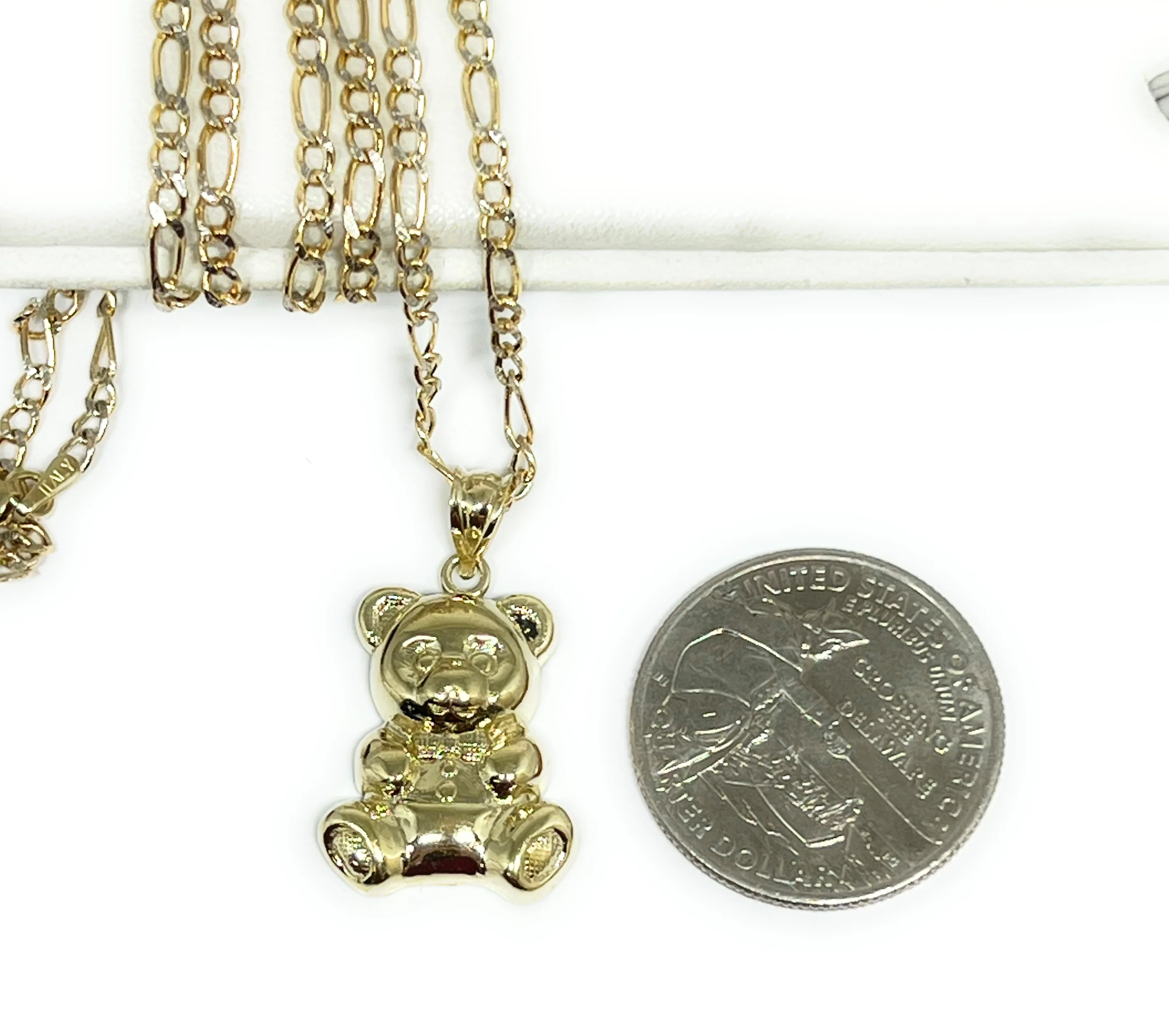 10k Solid Gold Teddy Bear Pendant Necklace - Image 2