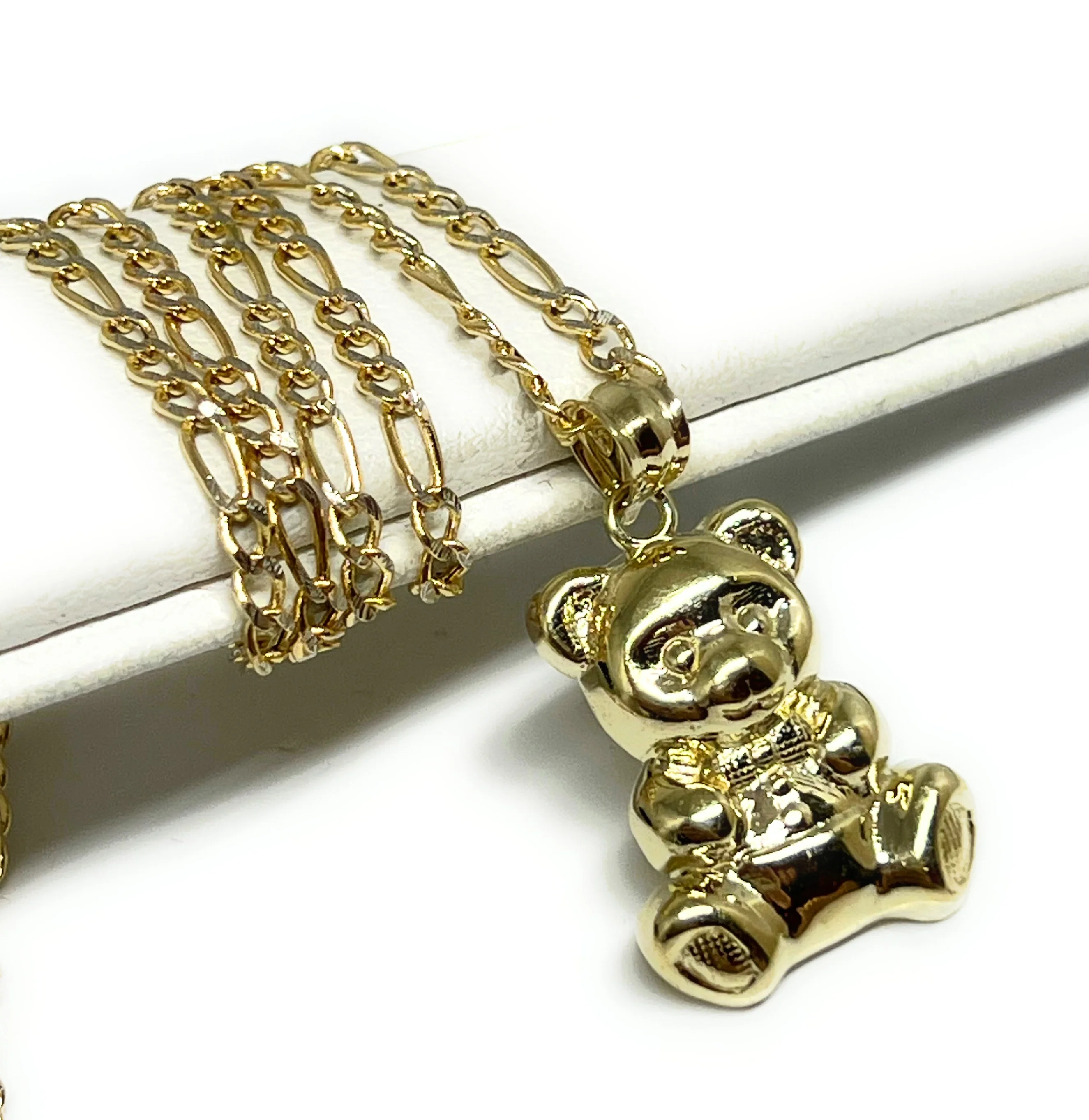 10k Solid Gold Teddy Bear Pendant Necklace - Image 3