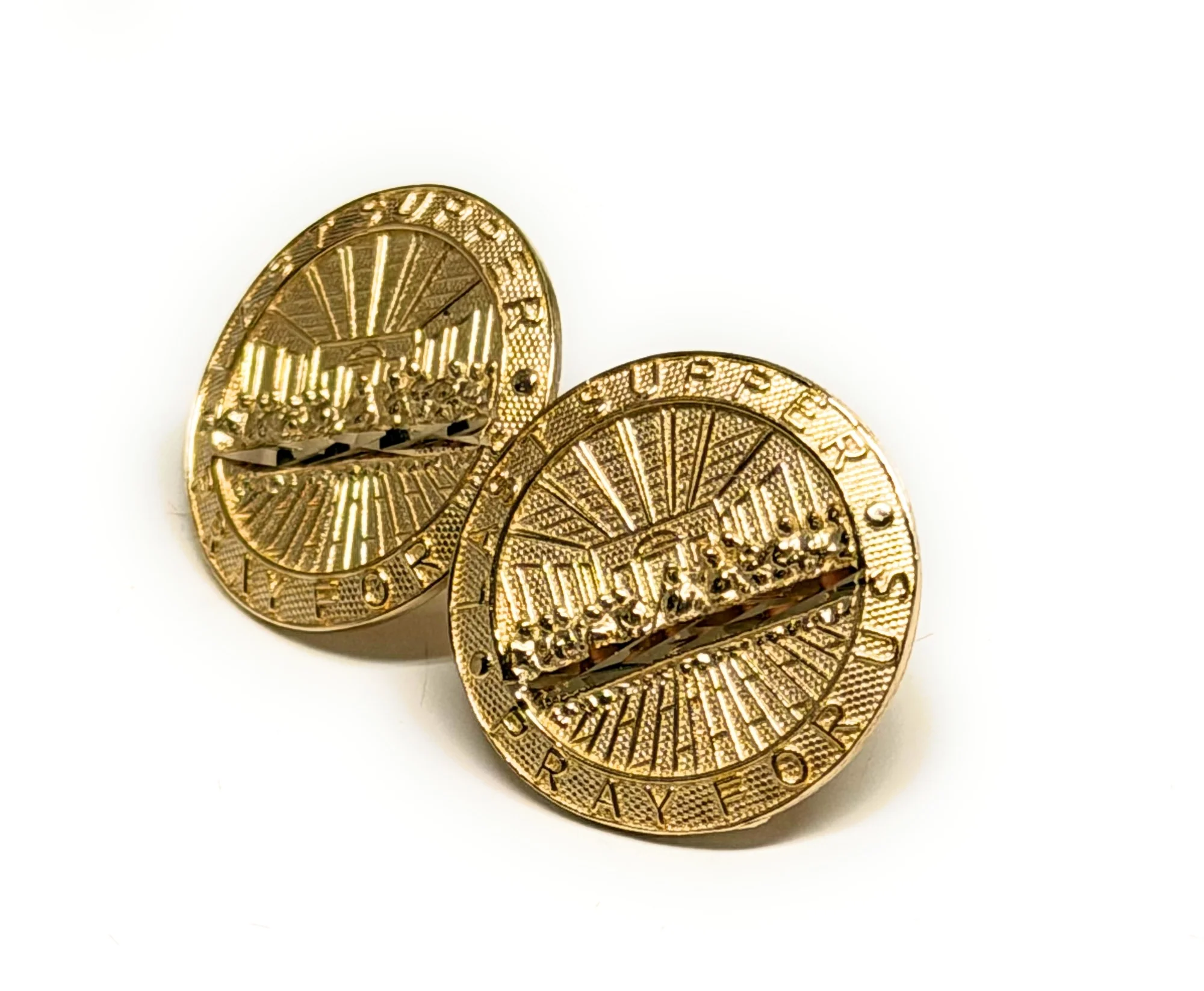 10k Solid Gold Last Supper Round Earrings - Image 3
