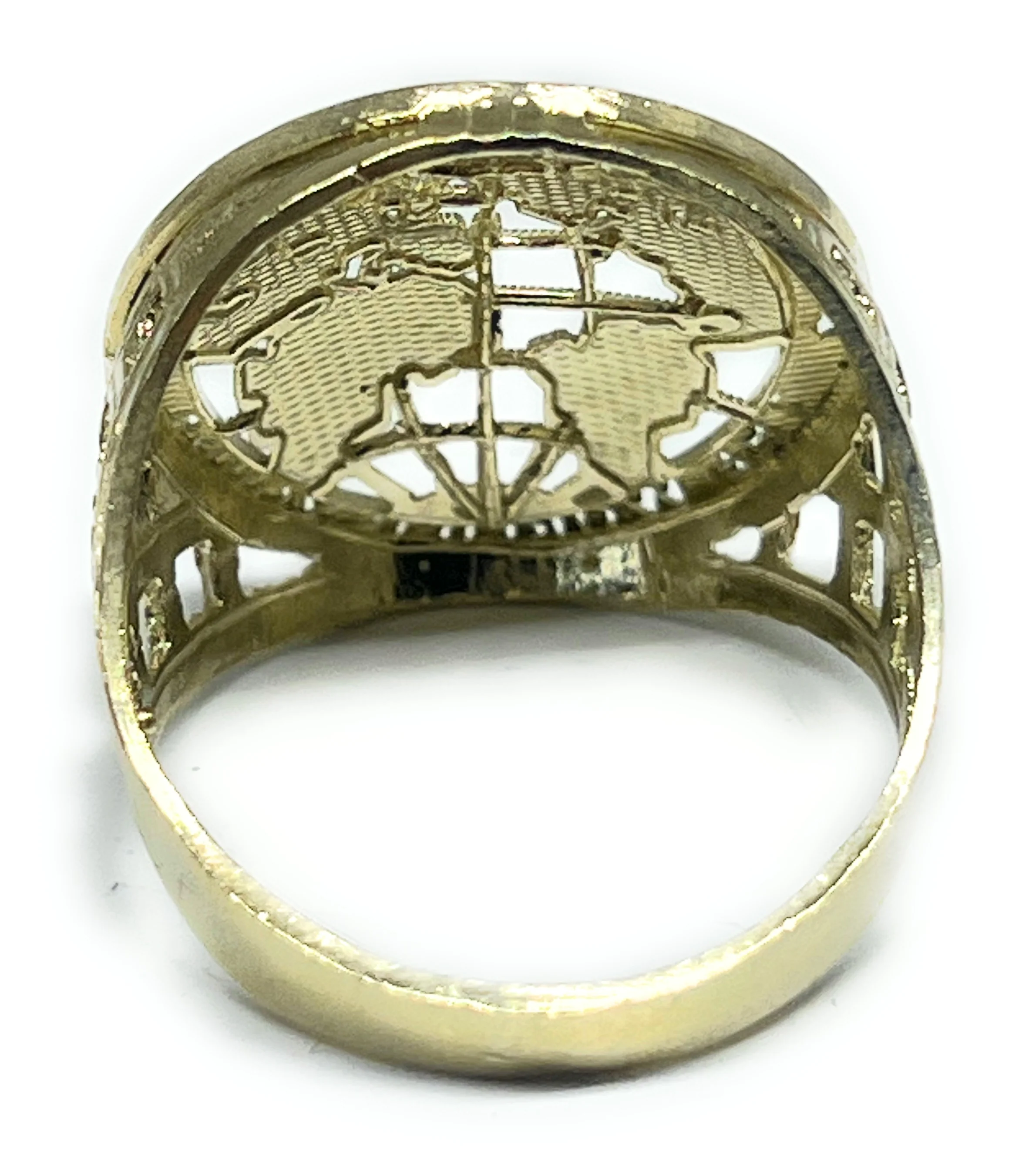 10k Solid Gold "THE WORLD IS YOURS" GLOBE WORLD Ring (5.8g) - Image 3