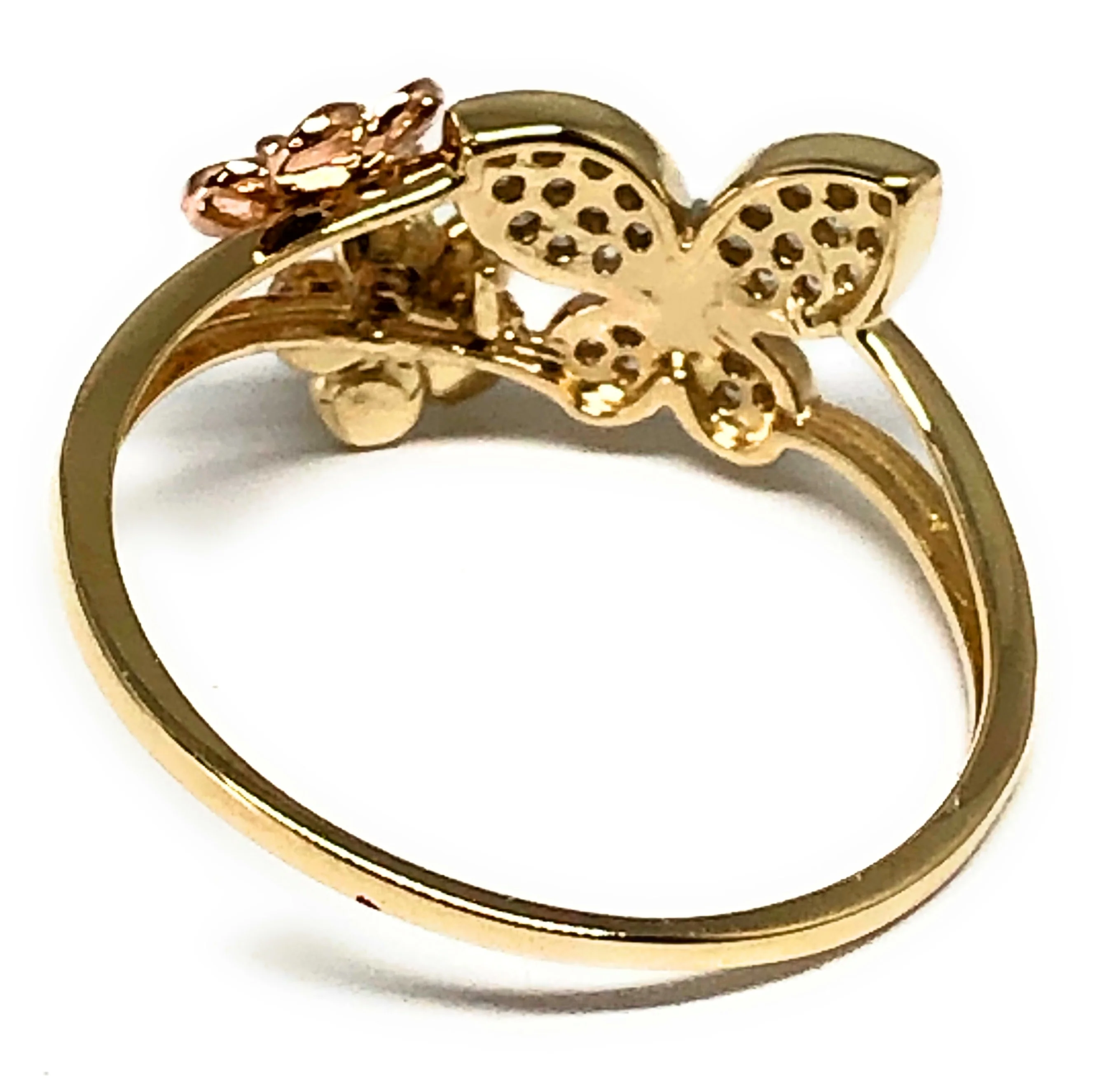 10k Solid Gold Tri-Color CZ Butterfly Ring (FC 52) - Image 3