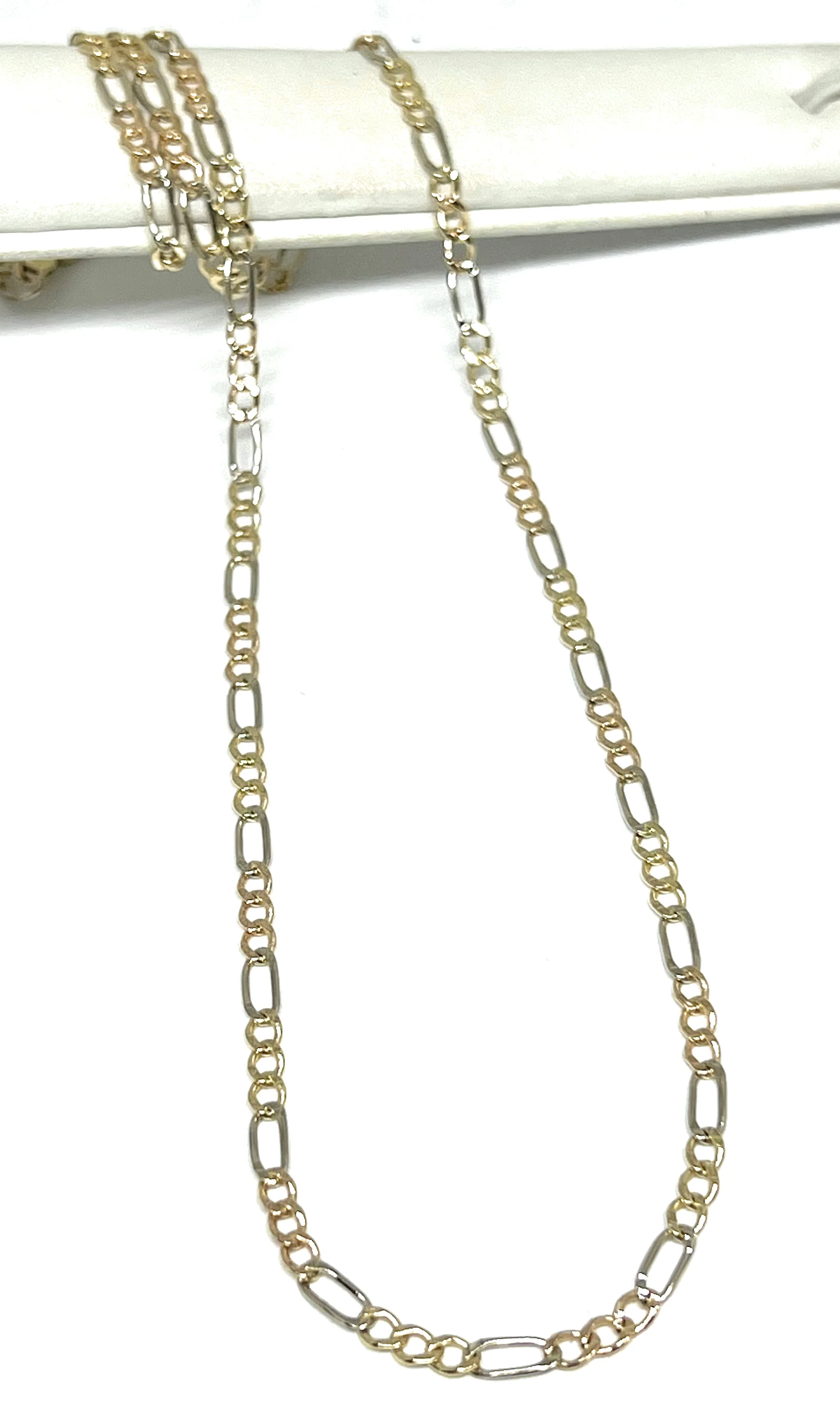 10k Solid Gold TRI-COLOR Figaro Chain  16-24 inches 3.5mm (Semi-Hollow Style) - Image 2