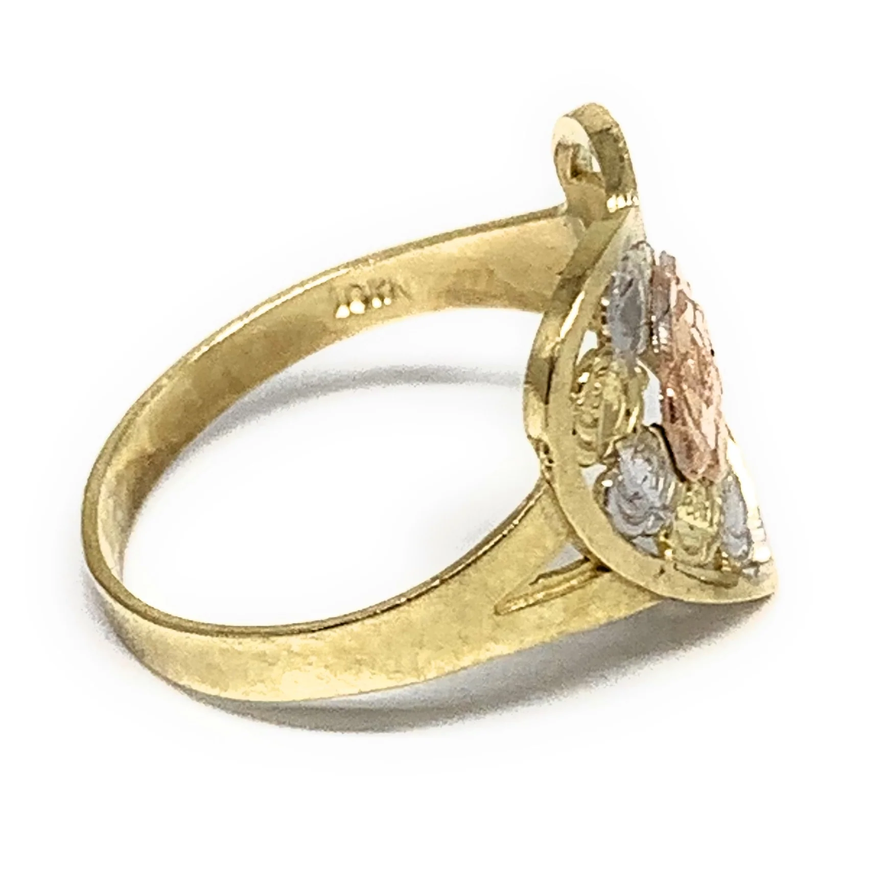 10k Solid Gold Tri-Color Flower Ring - Image 2