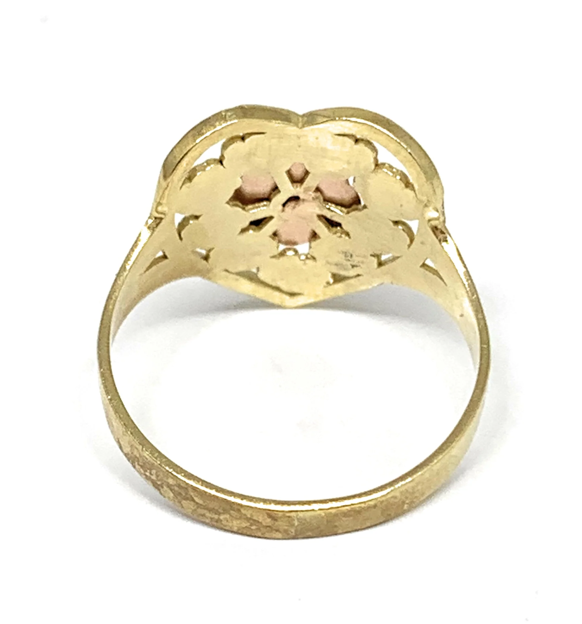 10k Solid Gold Tri-Color Flower Ring - Image 3