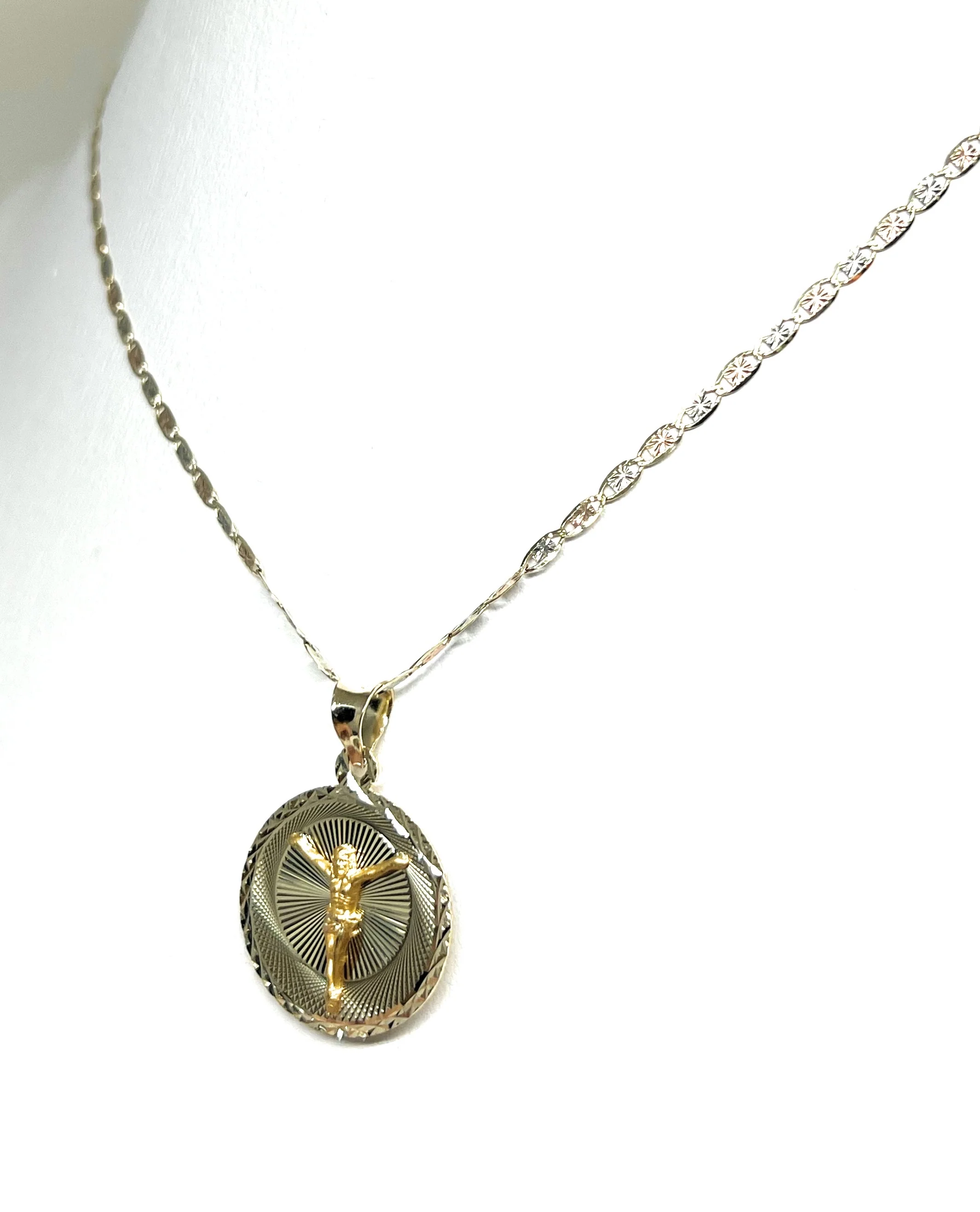 10k Solid Gold Tri-Color Jesus Body Crucifix & Virrgin Mary Double Sided Pendant Necklace (MADE IN MX) - Image 8
