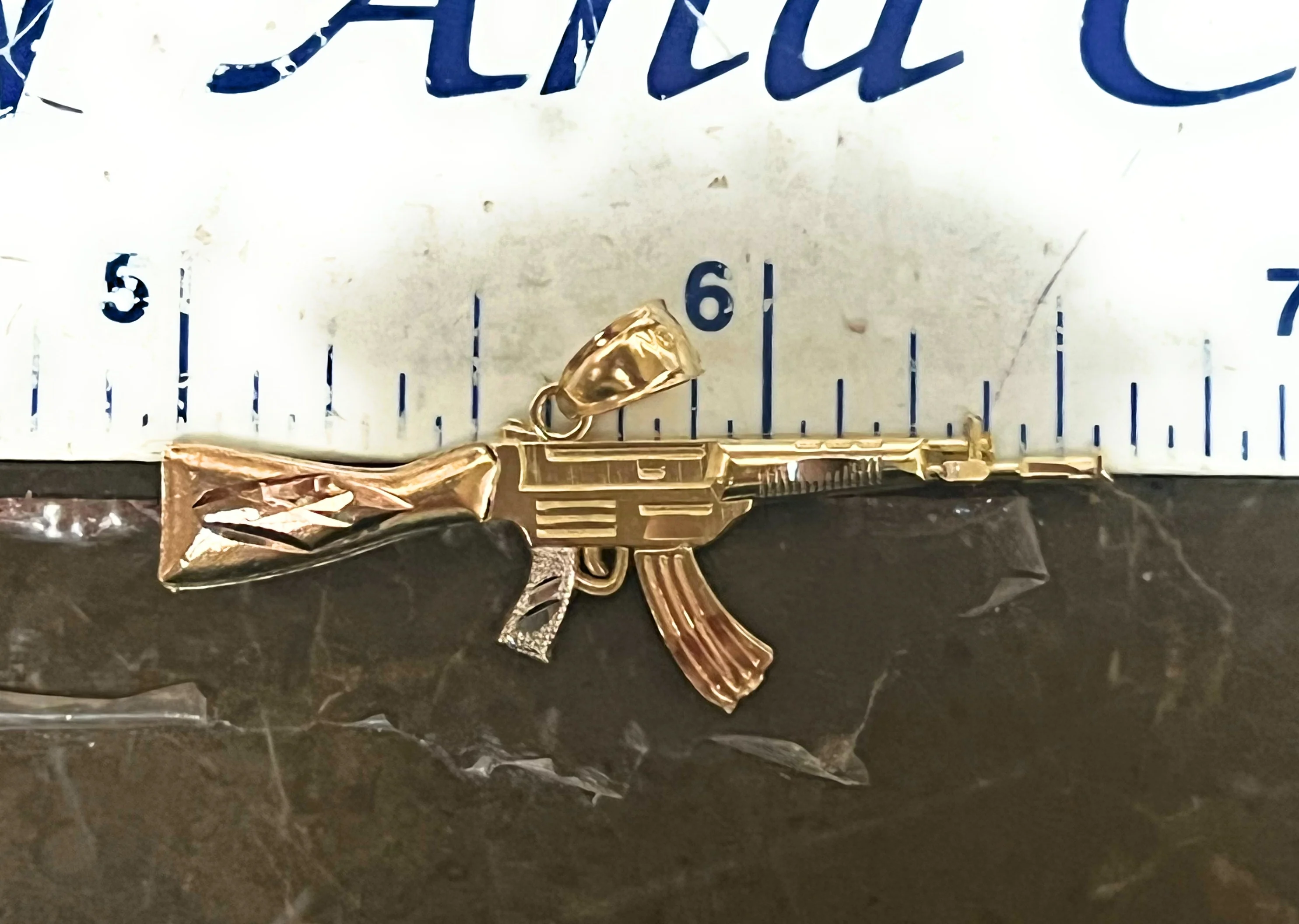 10k Solid Gold Tri-Color Machine Gun AK-47 Pendant Necklace (SM, MED) - Image 3