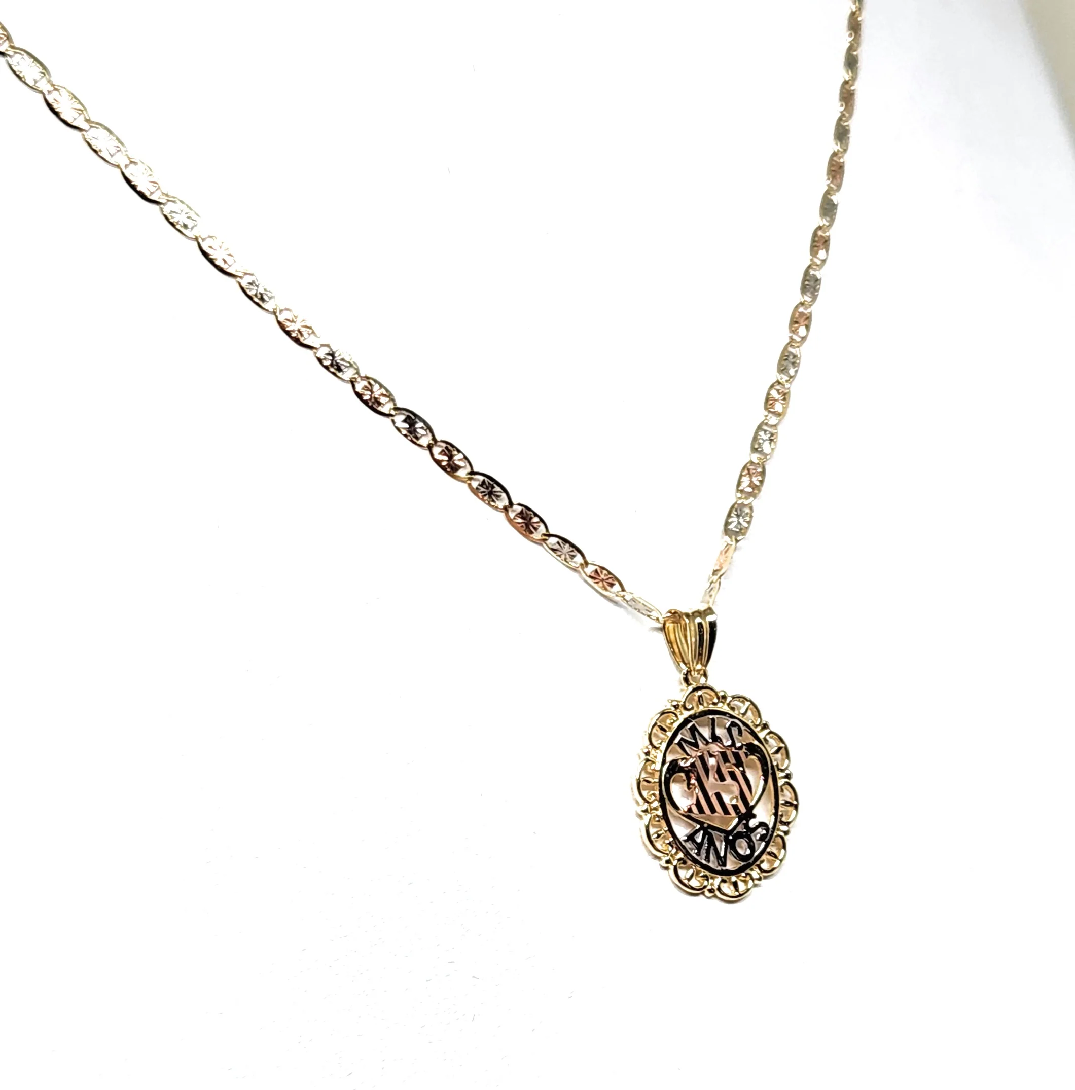10k Solid Gold Tri-Color Mis 15 Años Pendant Necklace (FC) - Image 5