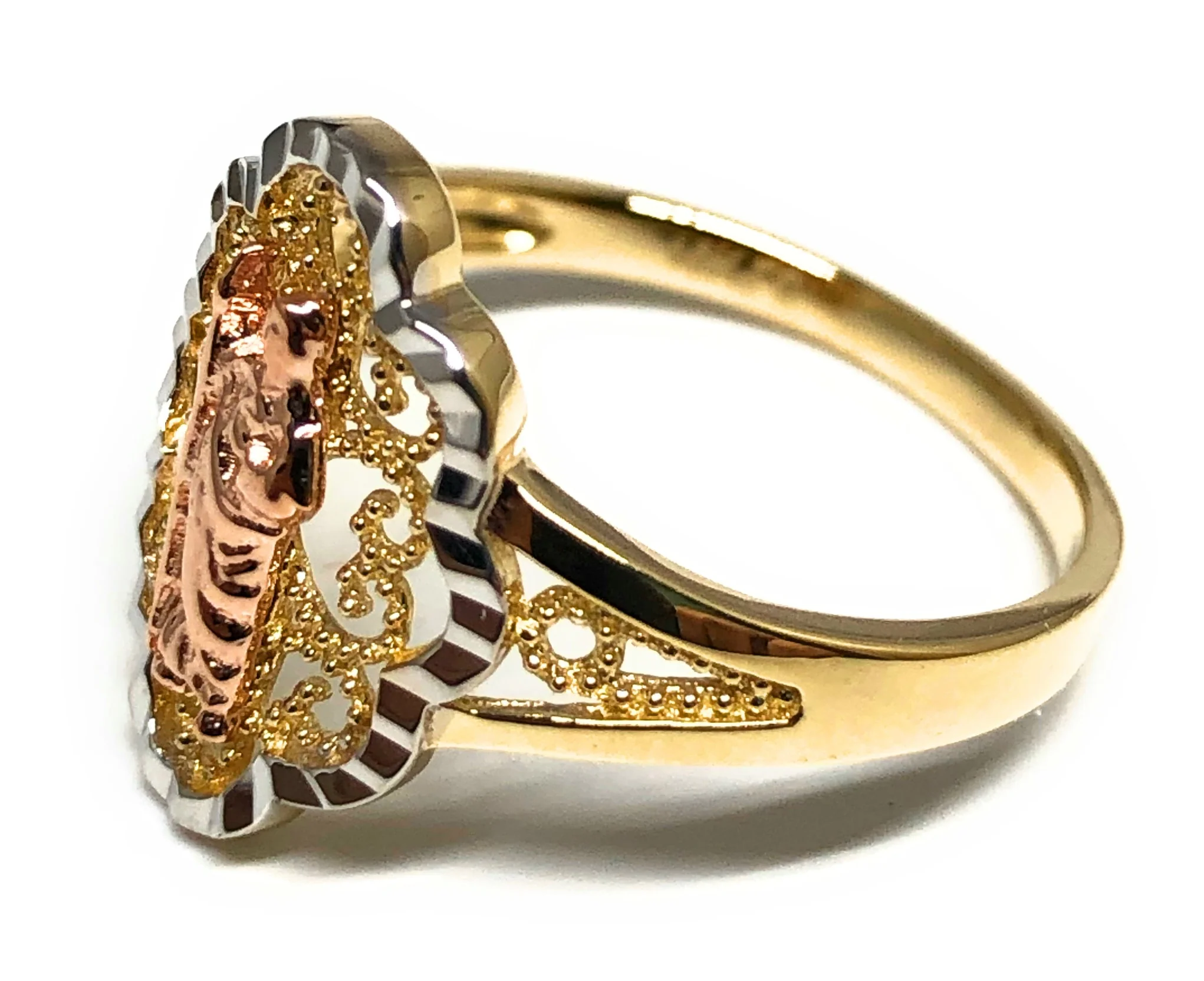 10k Solid Gold Tri-Color Saan Judas Filigree Ring (FC 78) - Image 2