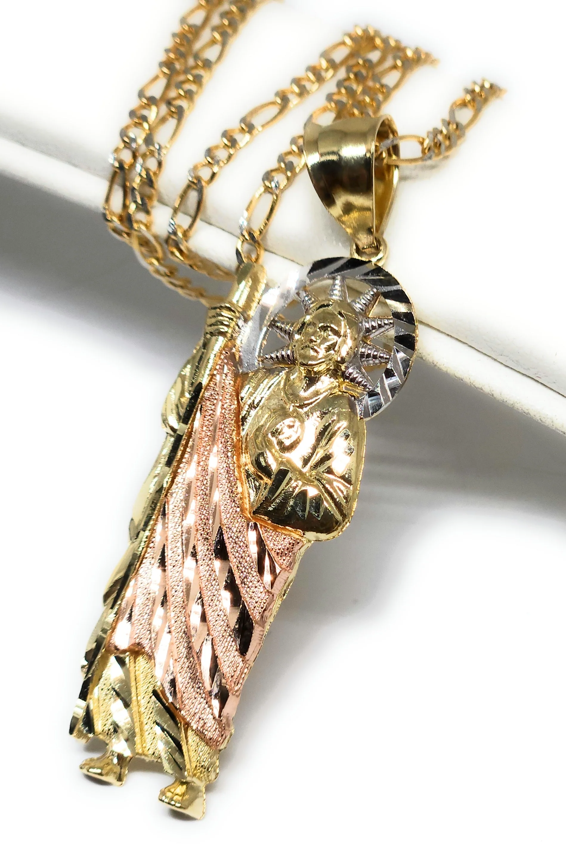 10k Solid Gold Tri-Color SAAN JUDAS SAAINT JUDE Pendant Necklace (XL,LG,MED,SM) - Image 5