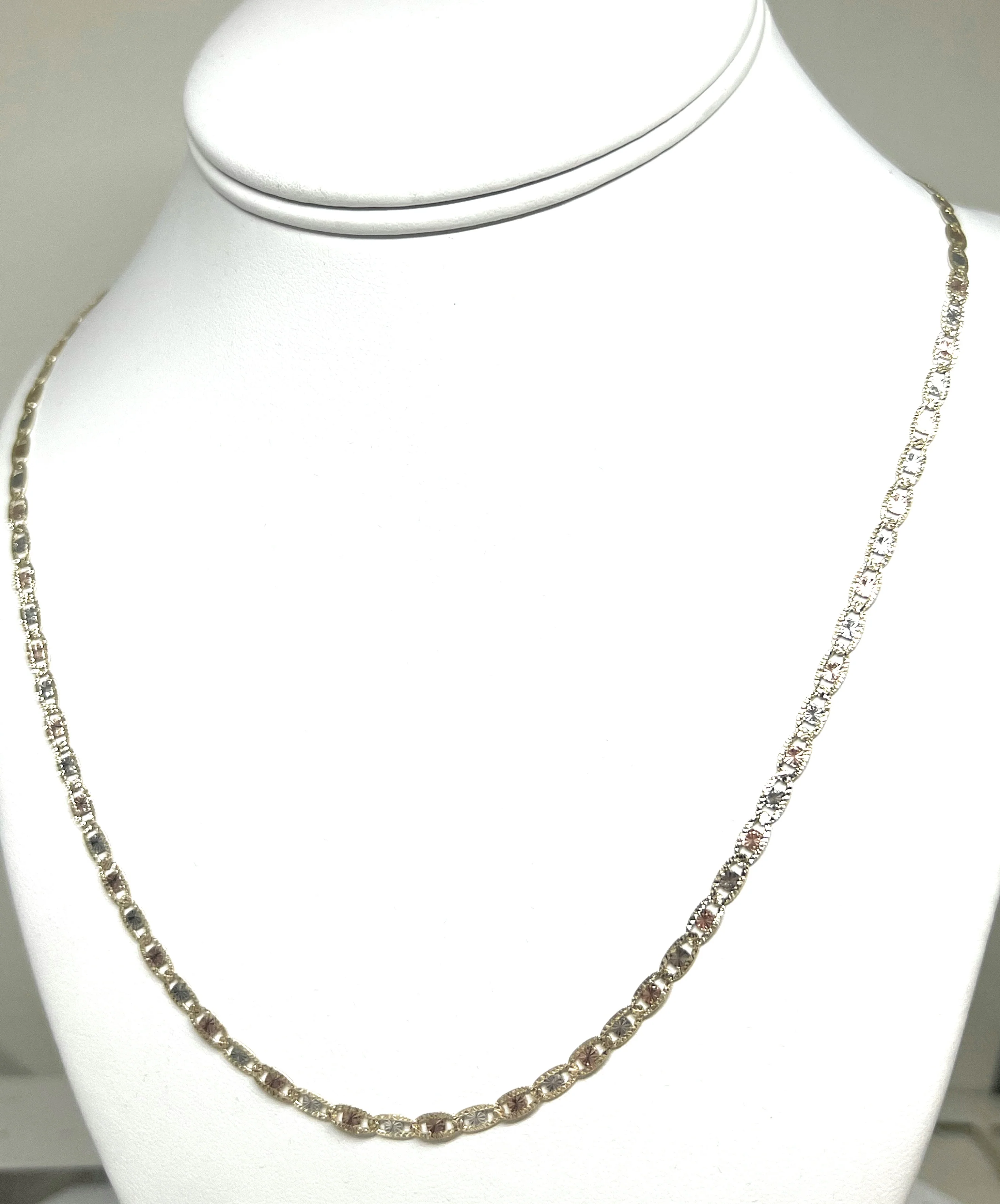 10k Solid Gold Tri-Color Valentina Chain 18 - 24 inch 3.3mm (Full Solid Style) - Image 10