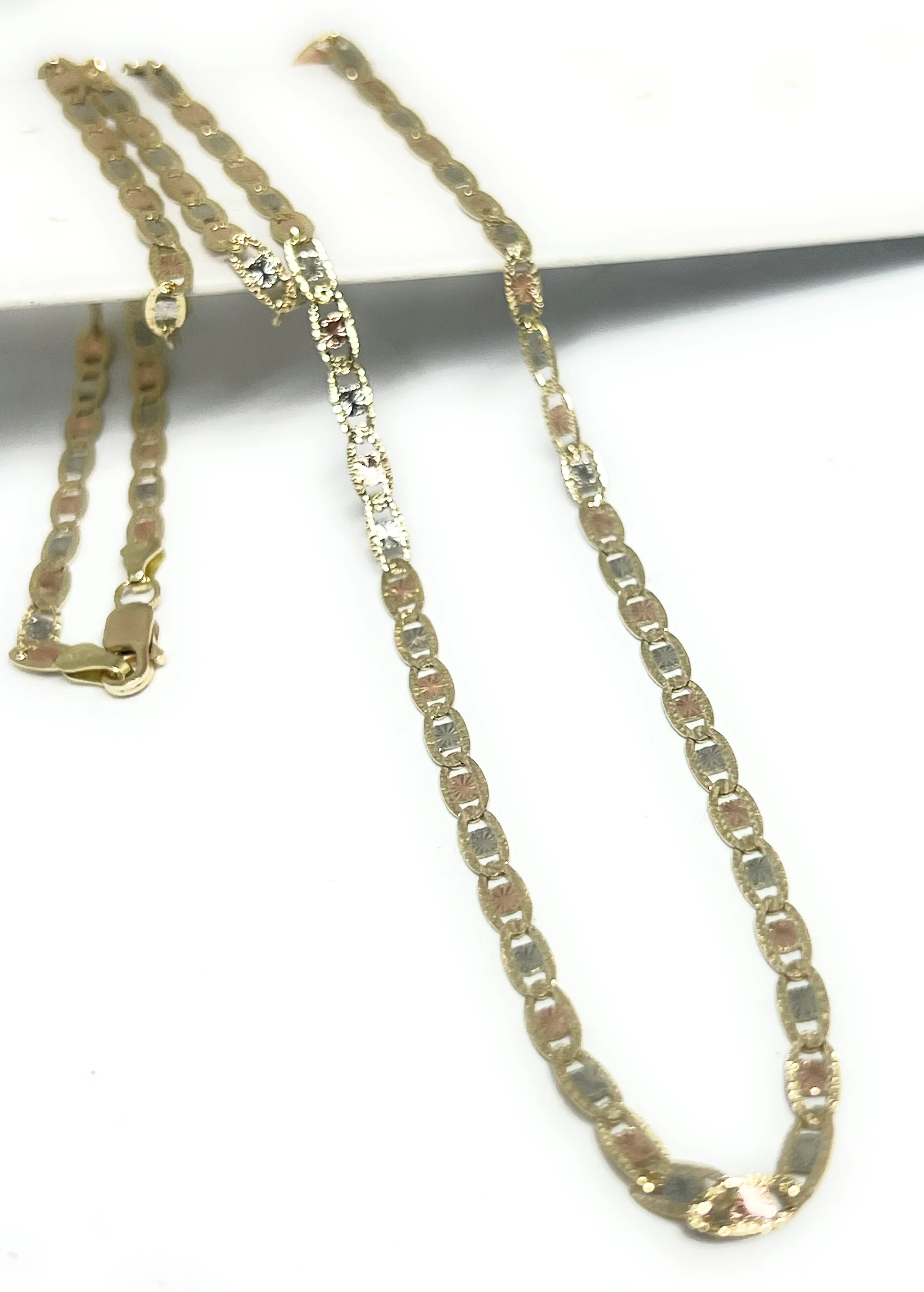 10k Solid Gold Tri-Color Valentina Chain 18 - 24 inch 3.3mm (Full Solid Style) - Image 6