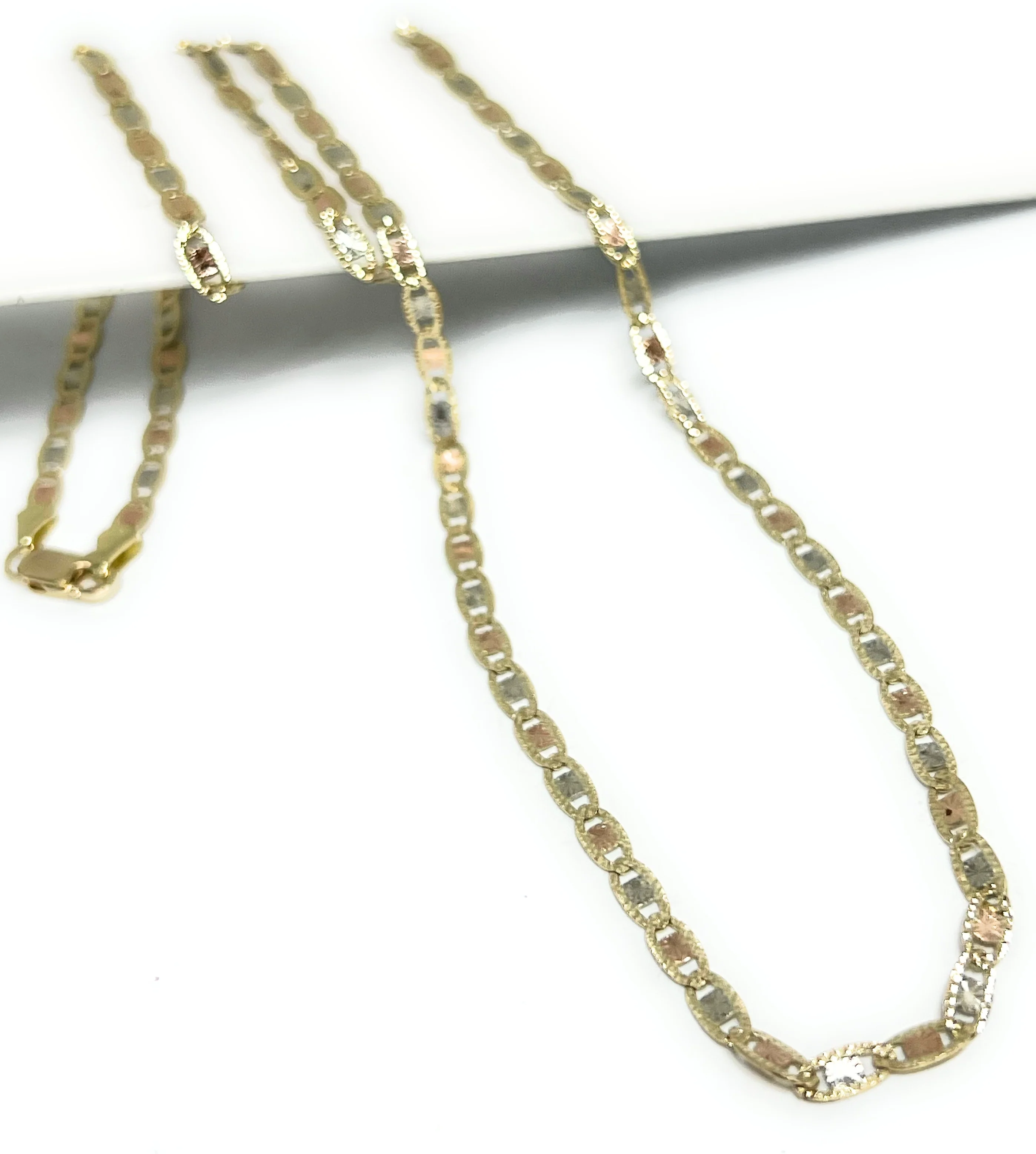 10k Solid Gold Tri-Color Valentina Chain 18 - 24 inch 3.3mm (Full Solid Style) - Image 7