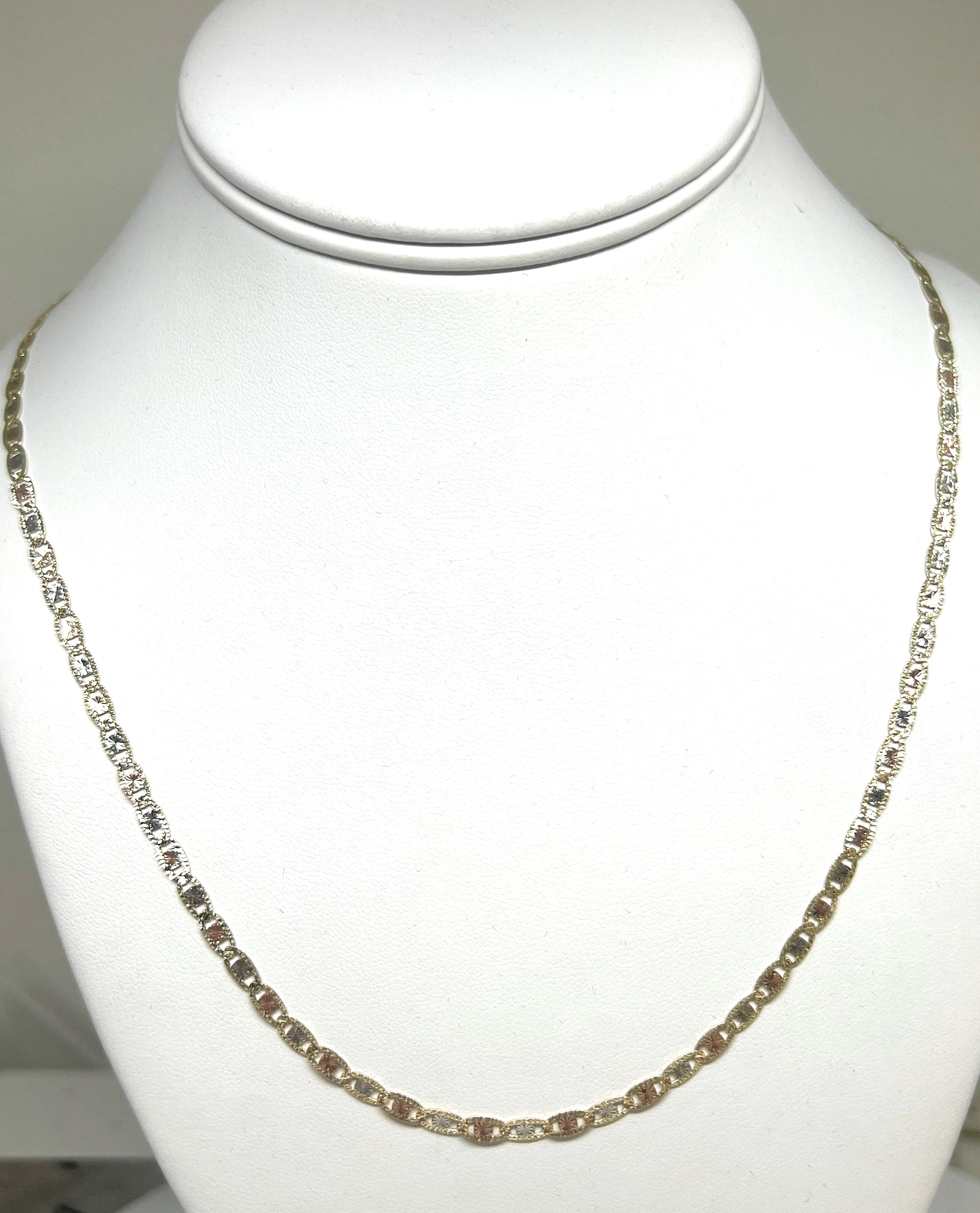 10k Solid Gold Tri-Color Valentina Chain 18 - 24 inch 3.3mm (Full Solid Style) - Image 8