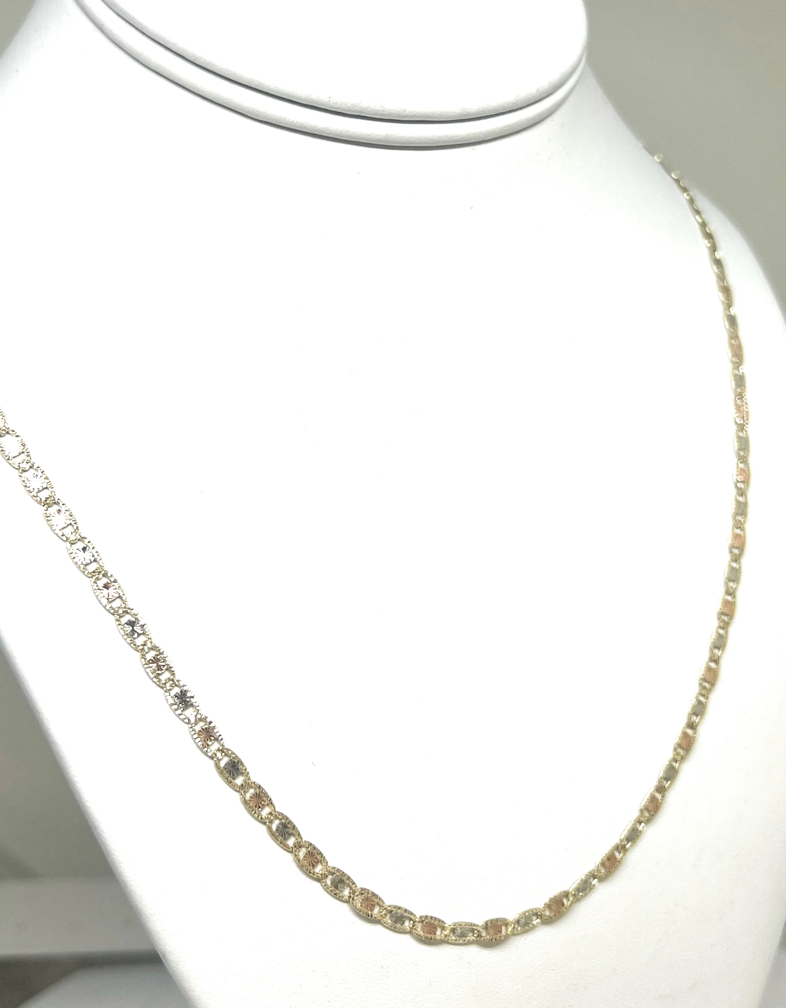 10k Solid Gold Tri-Color Valentina Chain 18 - 24 inch 3.3mm (Full Solid Style) - Image 9