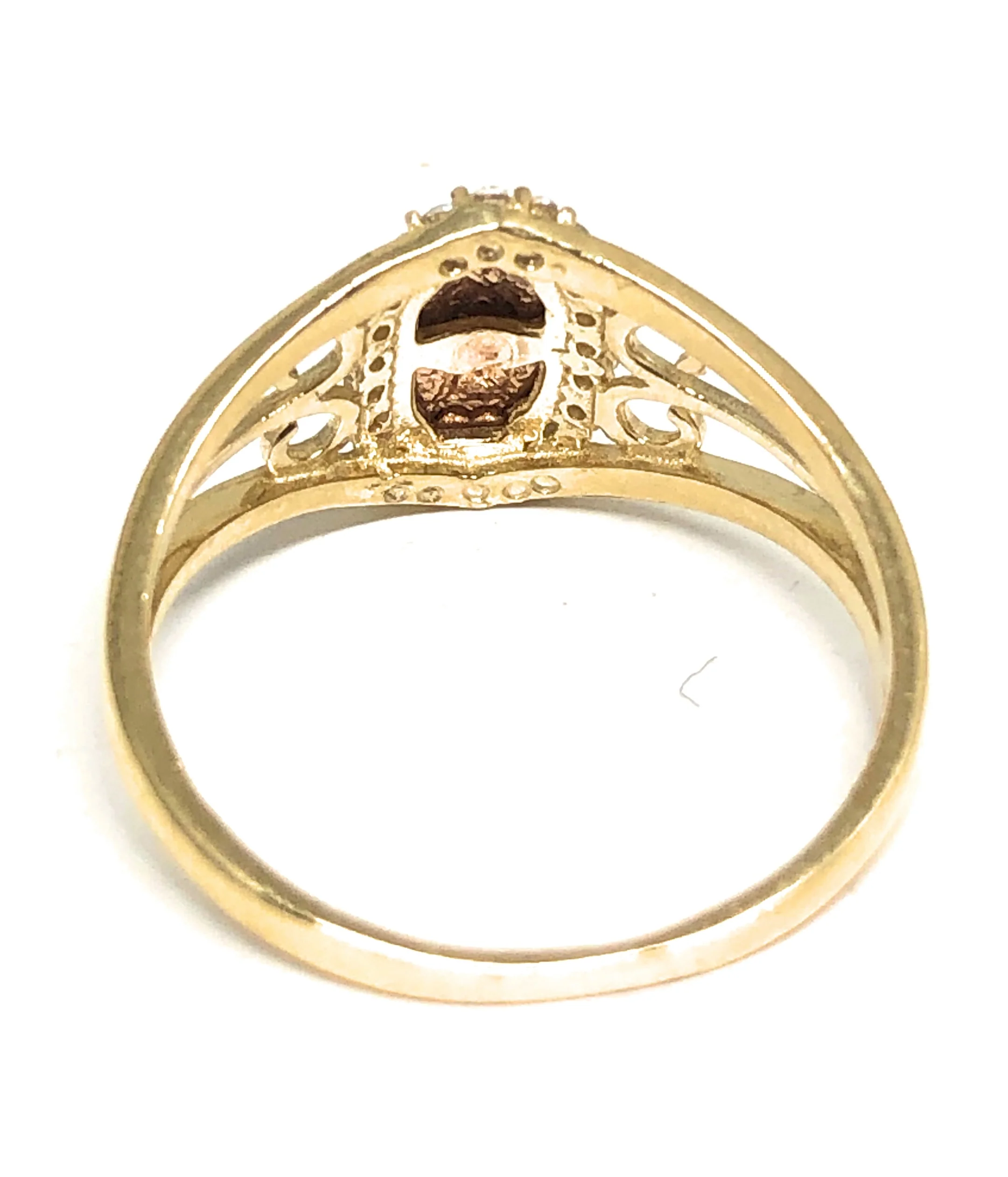 10k Solid Gold Tri-Color Virrgin Mary Cubic Zirconia Ring - Image 3