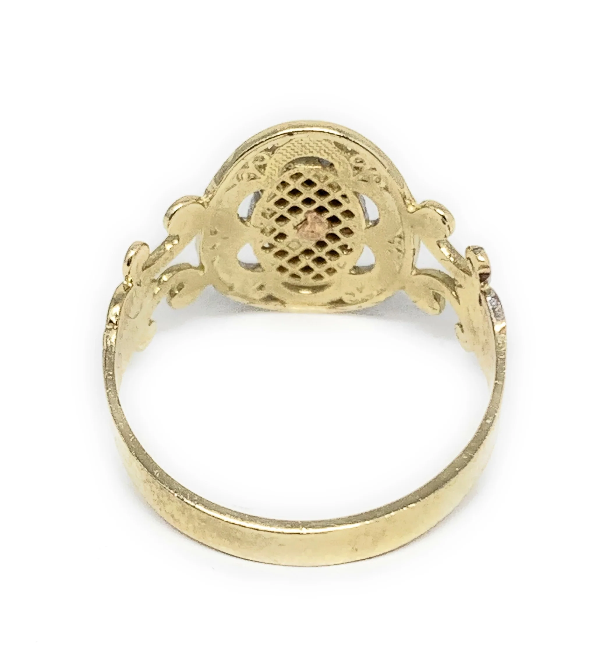 10k Solid Gold Tri-Color Virrgin Mary Elegant Ring - Image 3