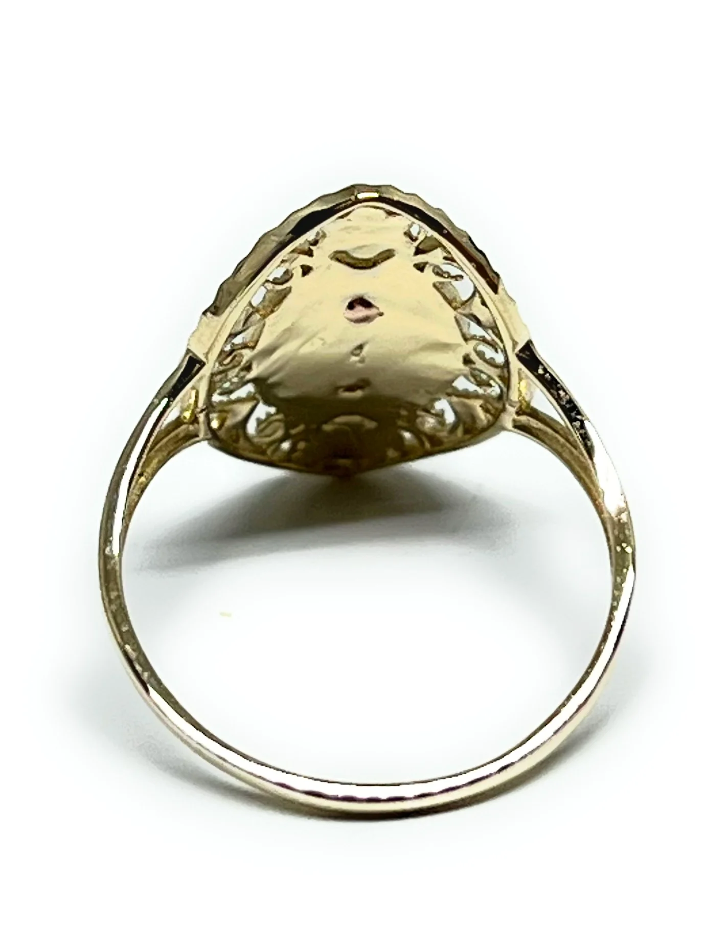 10k Solid Gold Tri-Color Virrgin Mary Flower Ring (FC 247) - Image 3