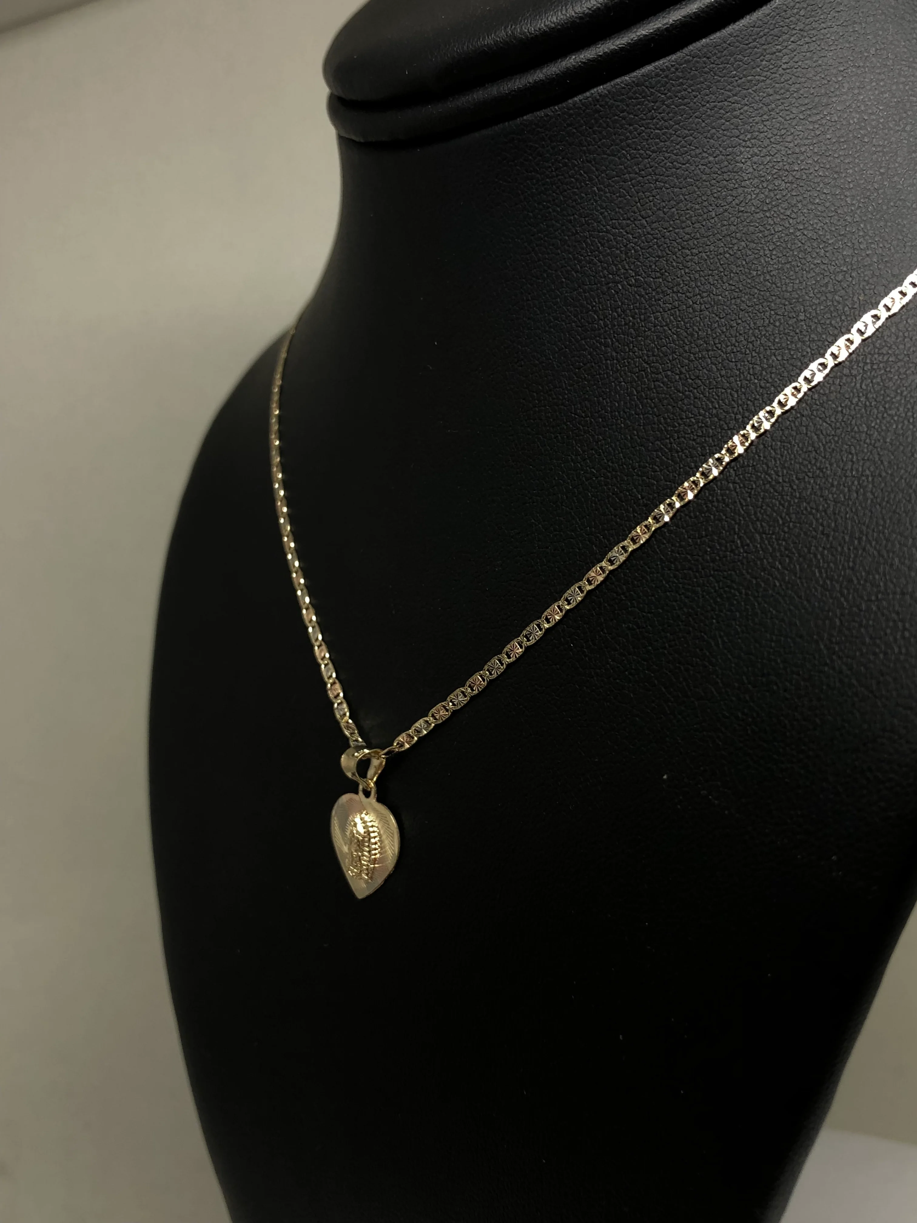 10k Solid Gold Tri-Color Virrgin Mary Heart Pendant Virrgen Guadalupe Tri-Color Necklace (MADE IN MX) - Image 9
