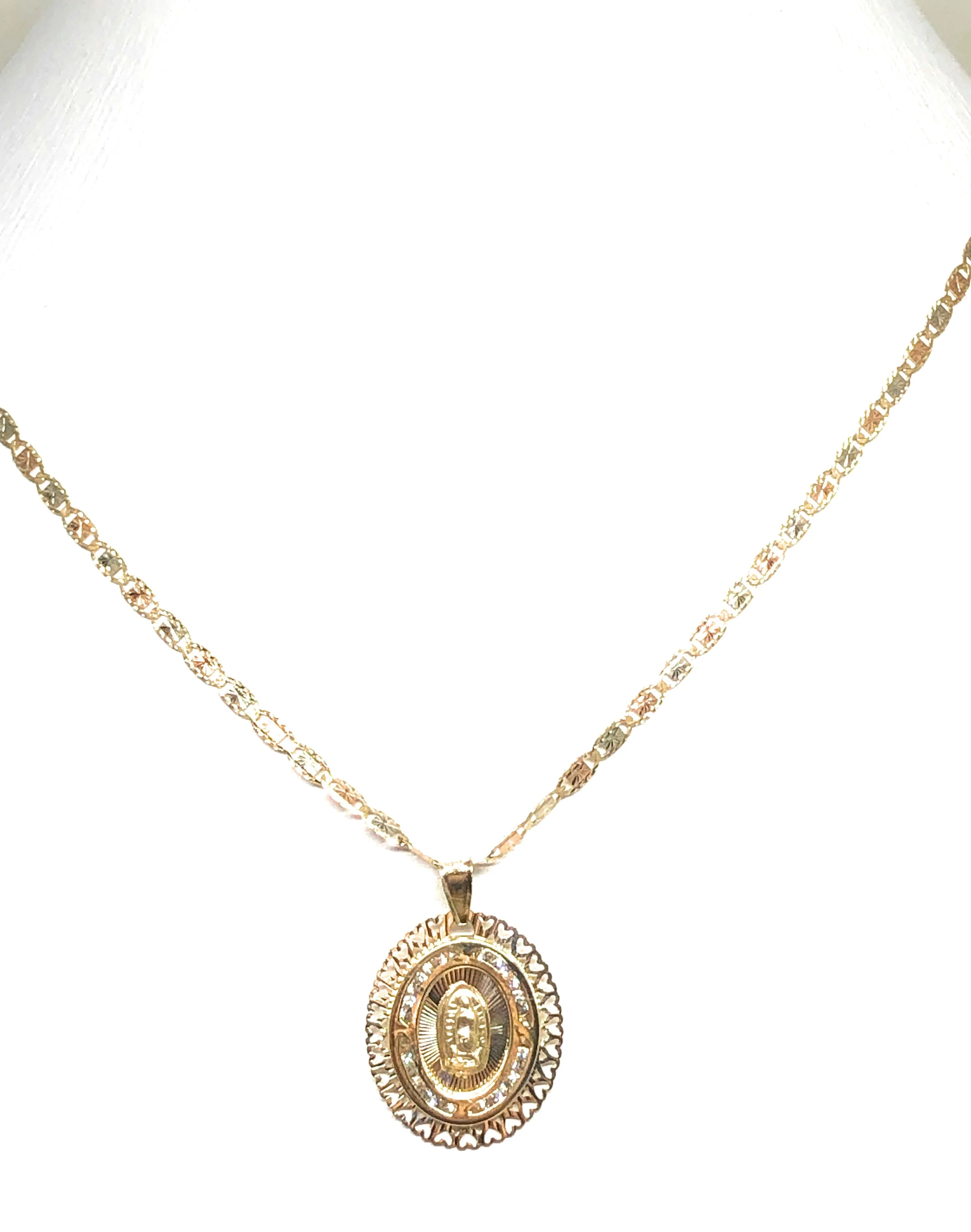10k Solid Gold Virrgin Mary CZ Pendant Necklace Virrgen Gaudalupe Valentina Chain (SM) - Image 3