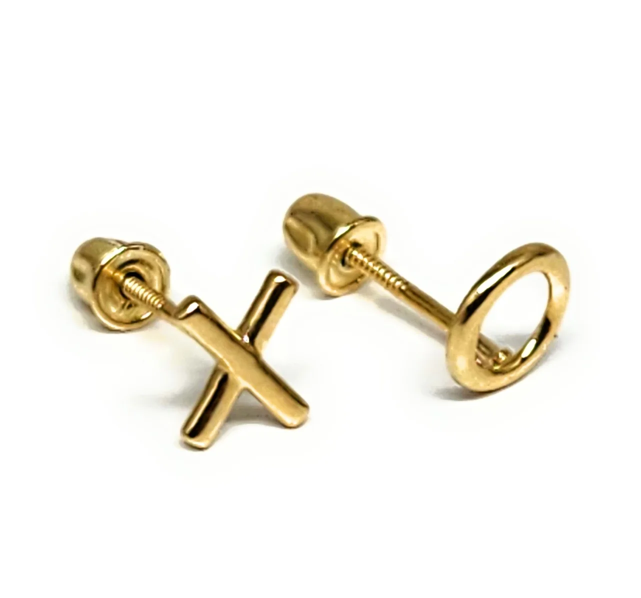 10k Solid Gold "X" "O" HUGS & KISSES MINI DAINTY Stud Earrings (FCE 19) - Image 4