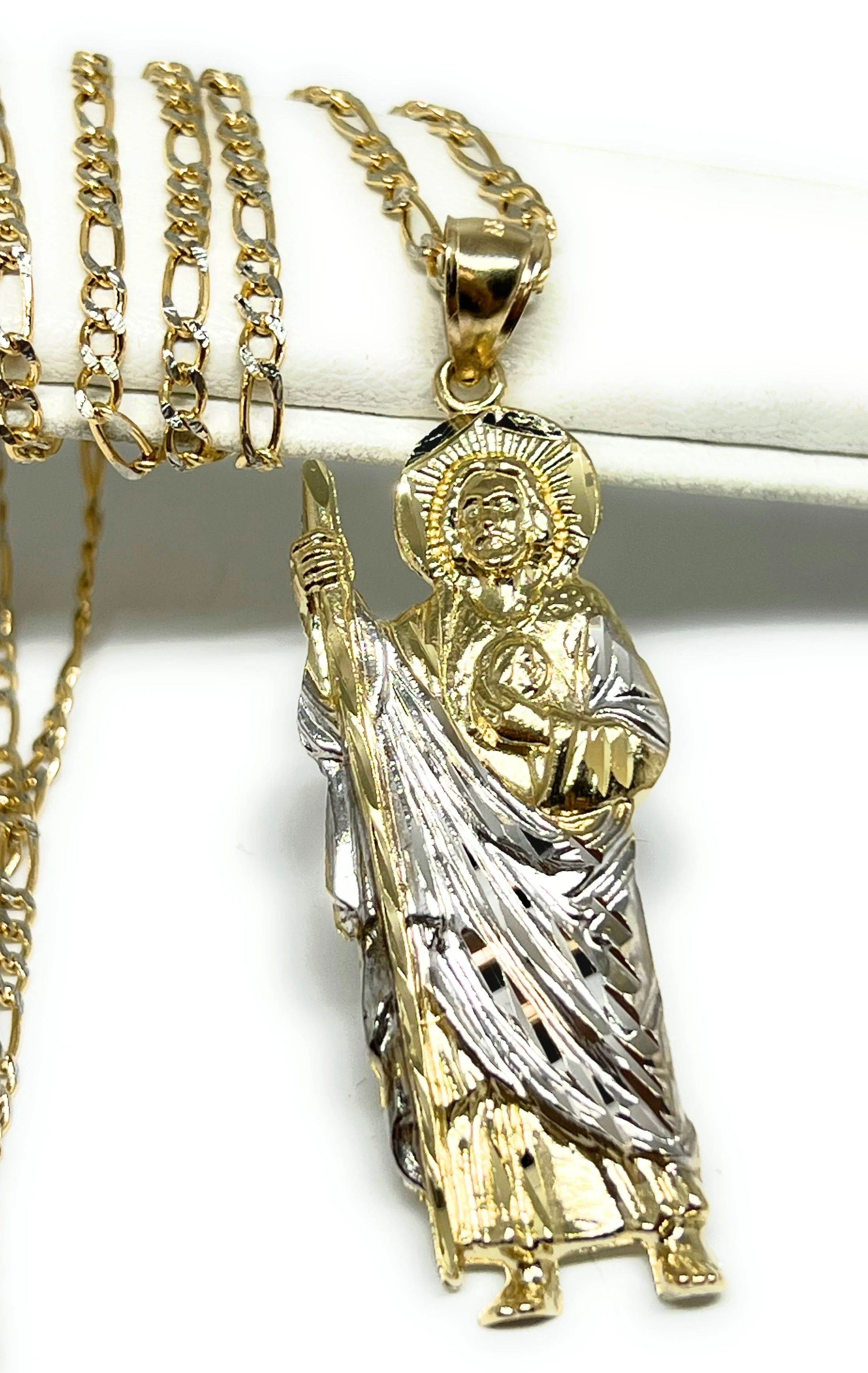 10k Solid Gold Yellow 2-Tone Saan Judas Saaint Jude Pendant (SM, LG)